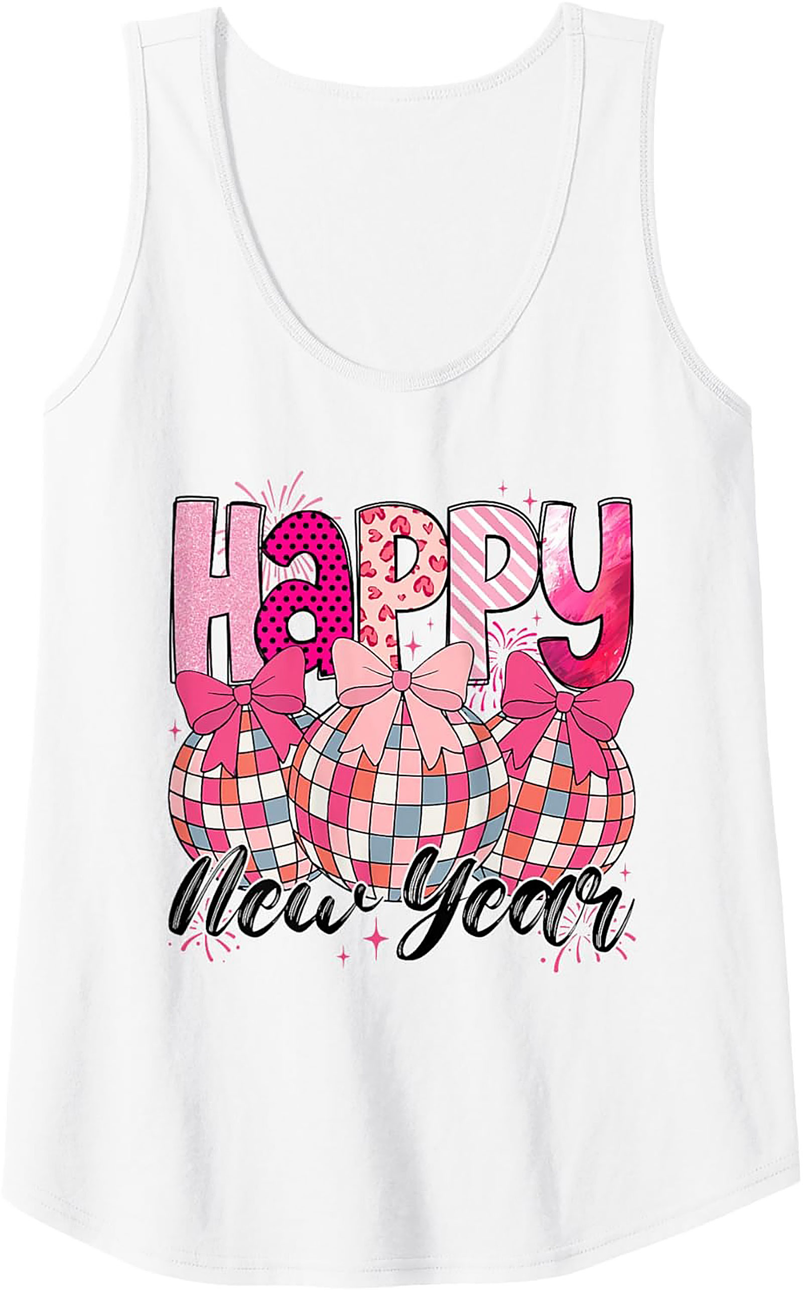 Festive Pink New Year's Eve Graphic Tank Sleeveless Shirt