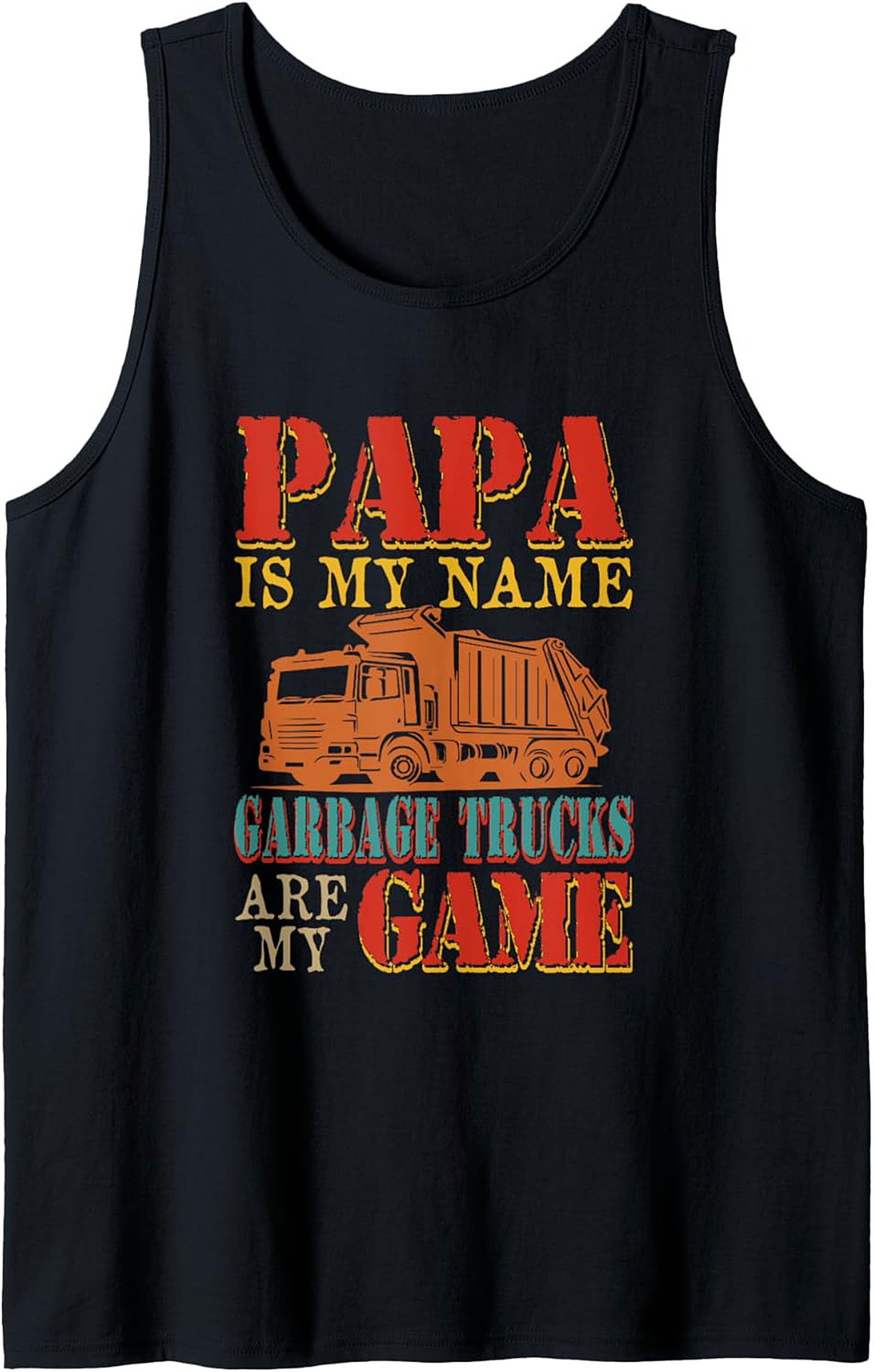Papa Garbage Truck Graphic Tank Top Summer Sleeveless Shirt