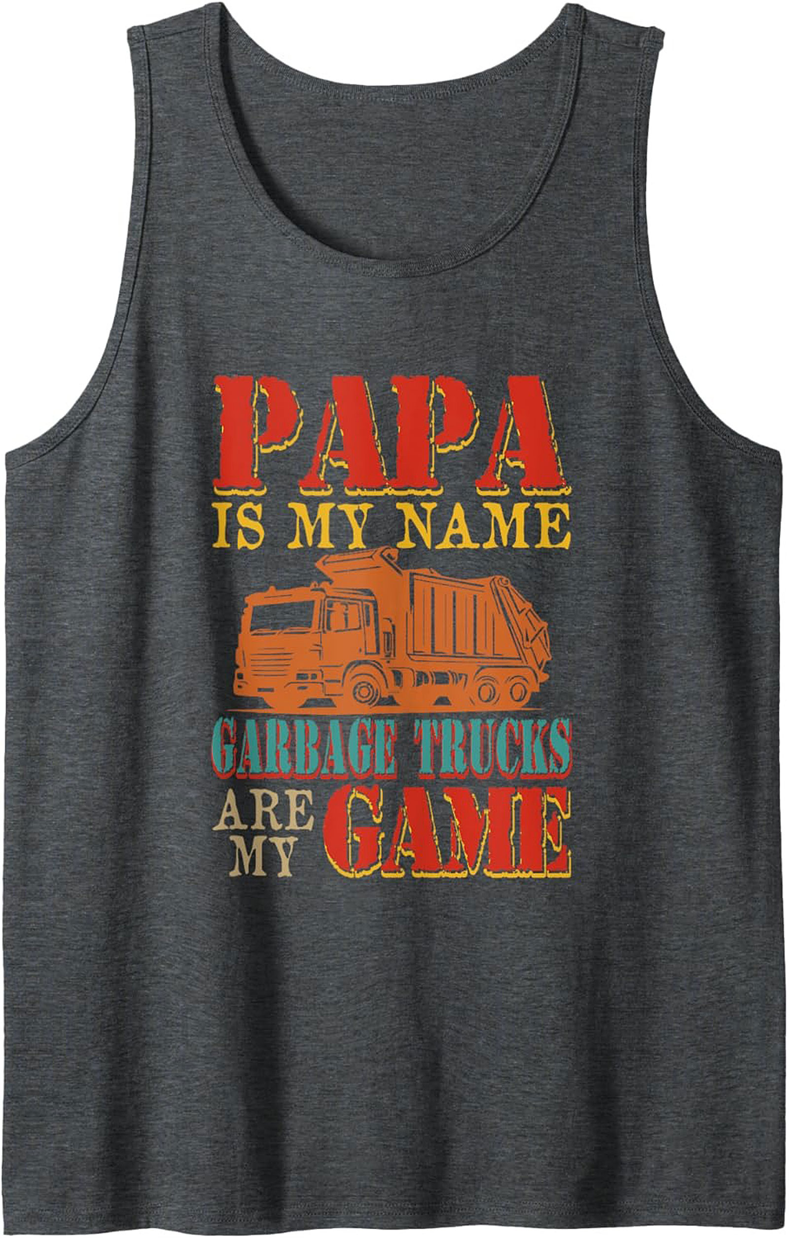 Papa Garbage Truck Graphic Tank Top Summer Sleeveless Shirt