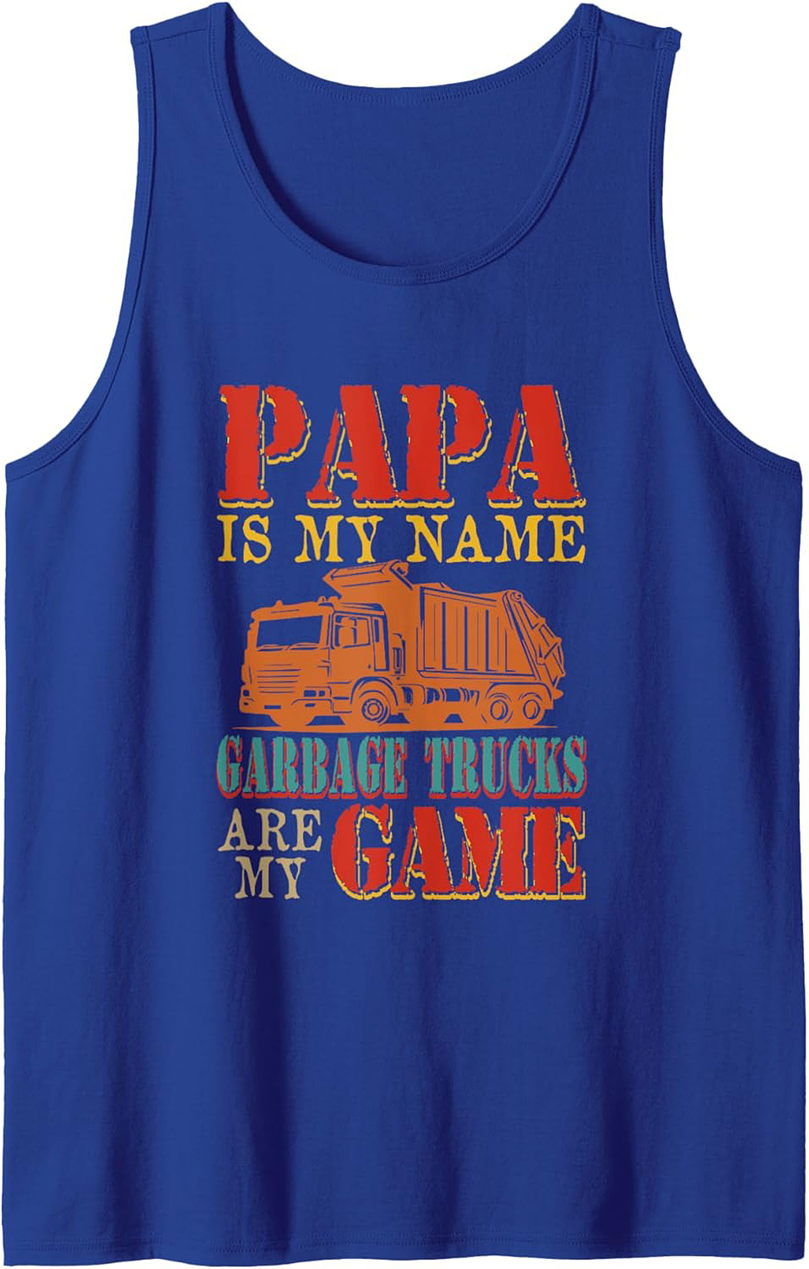 Papa Garbage Truck Graphic Tank Top Summer Sleeveless Shirt