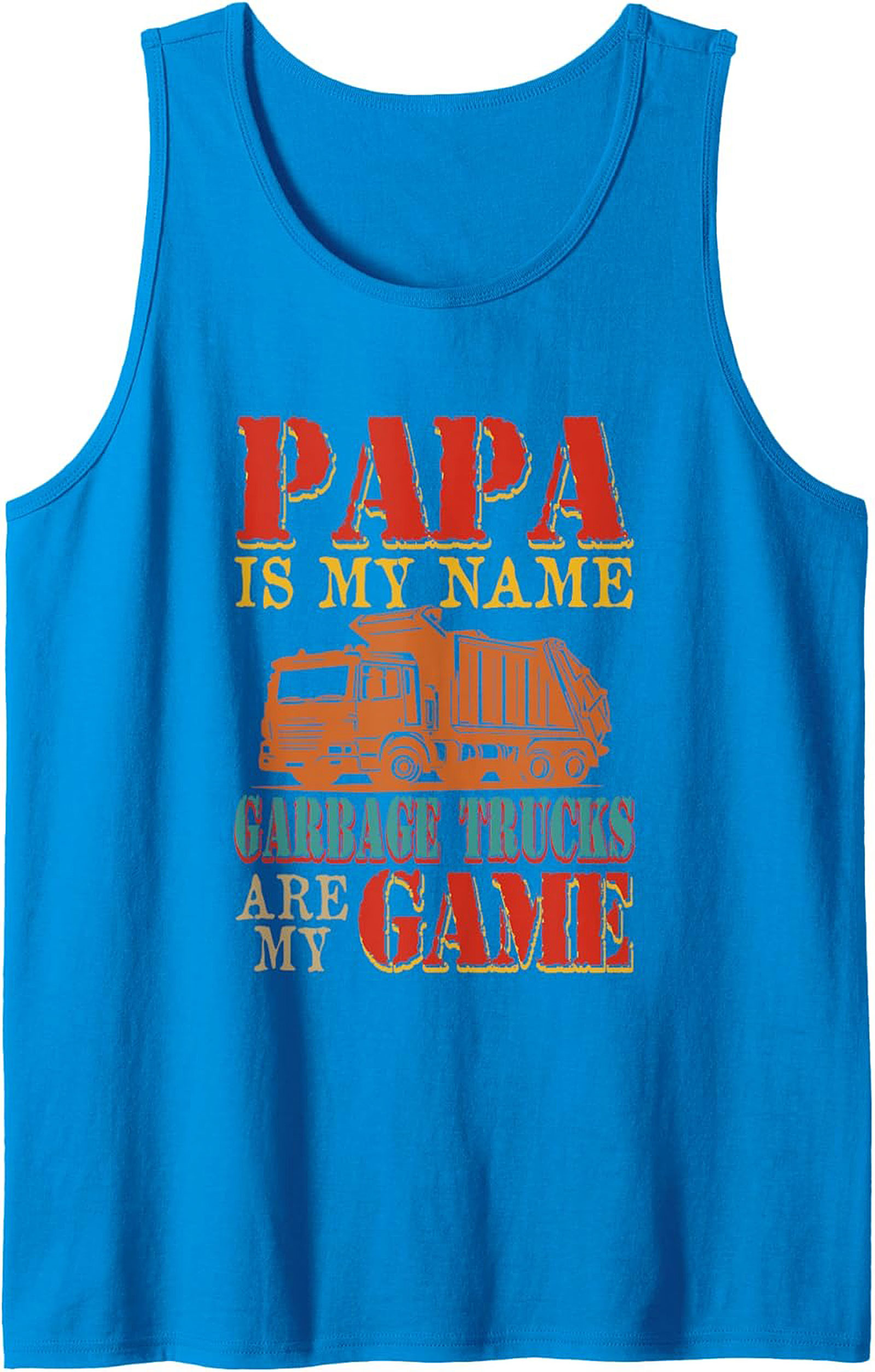 Papa Garbage Truck Graphic Tank Top Summer Sleeveless Shirt