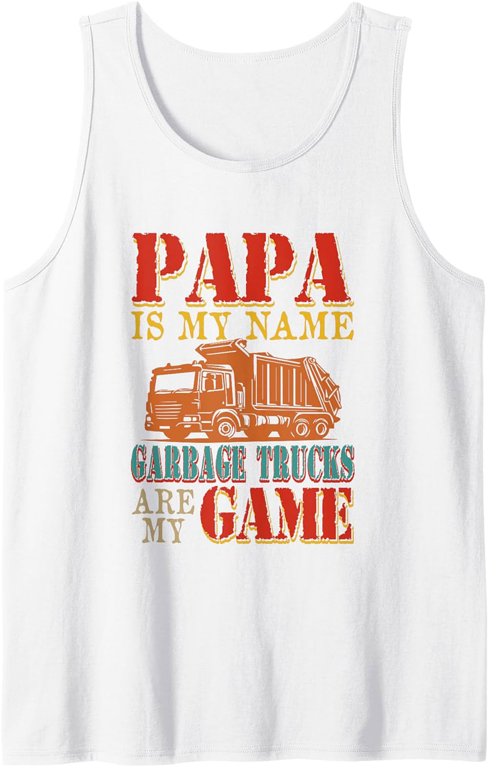 Papa Garbage Truck Graphic Tank Top Summer Sleeveless Shirt