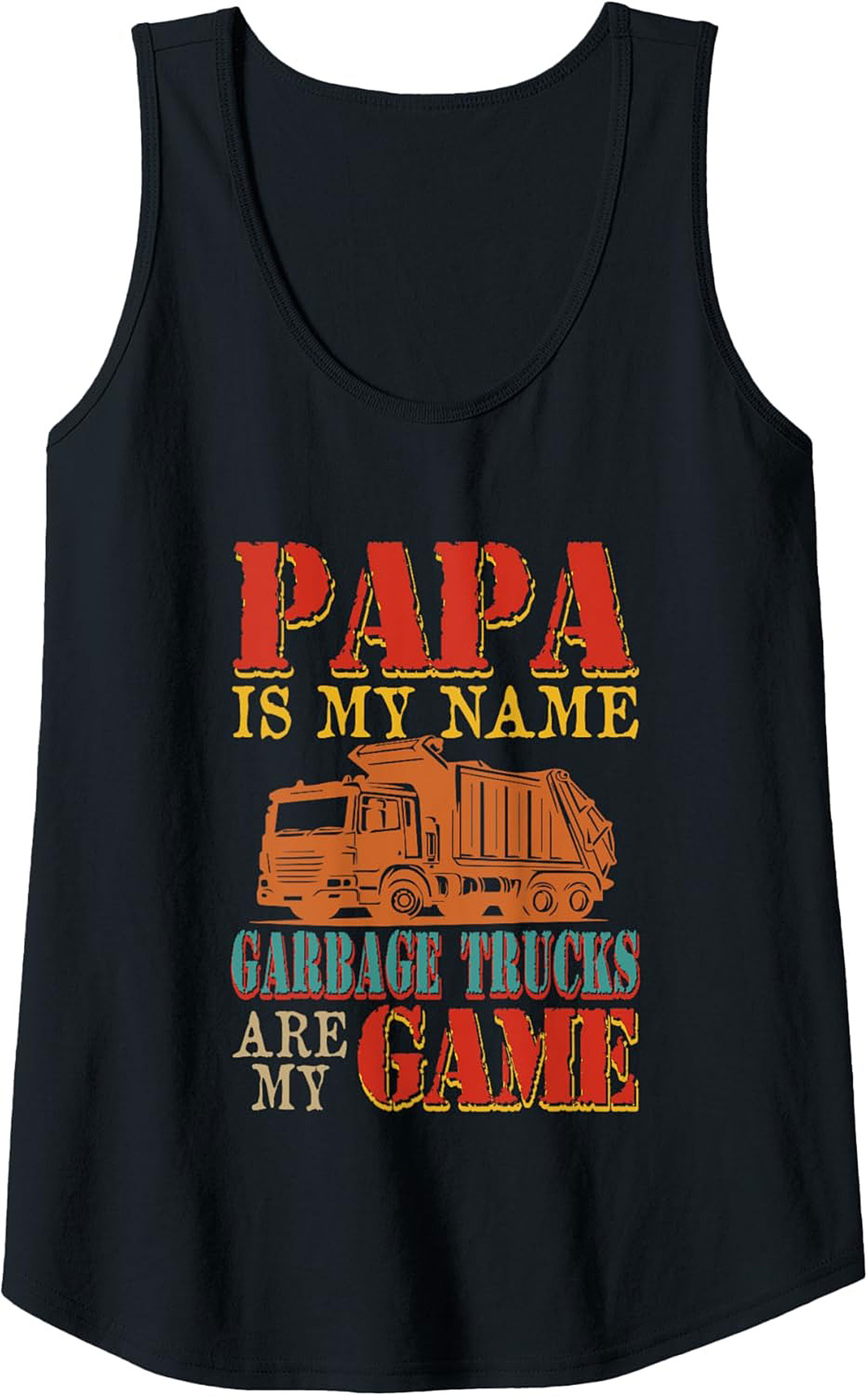 Papa Garbage Truck Graphic Tank Top Summer Sleeveless Shirt