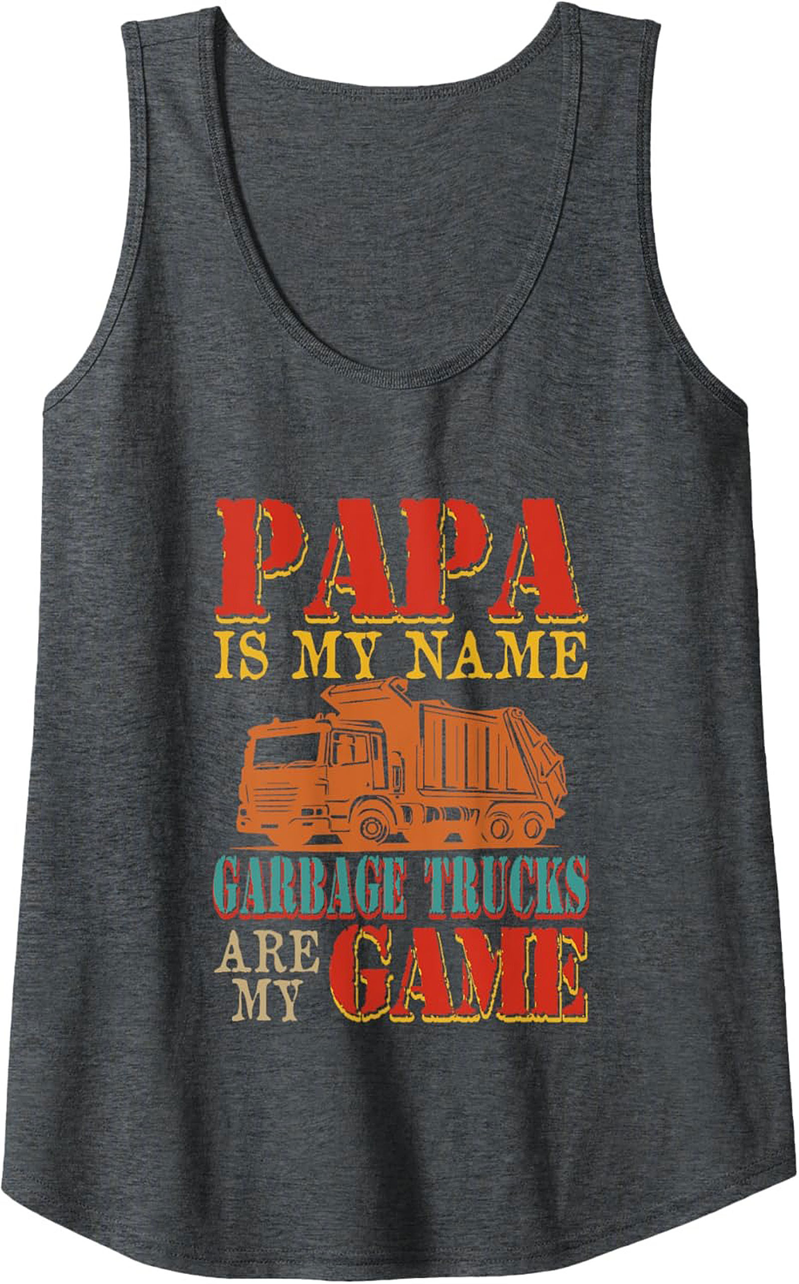 Papa Garbage Truck Graphic Tank Top Summer Sleeveless Shirt