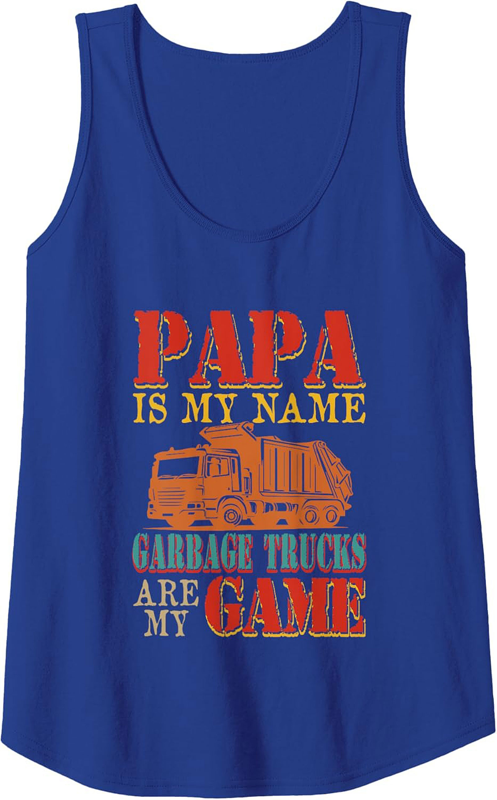 Papa Garbage Truck Graphic Tank Top Summer Sleeveless Shirt