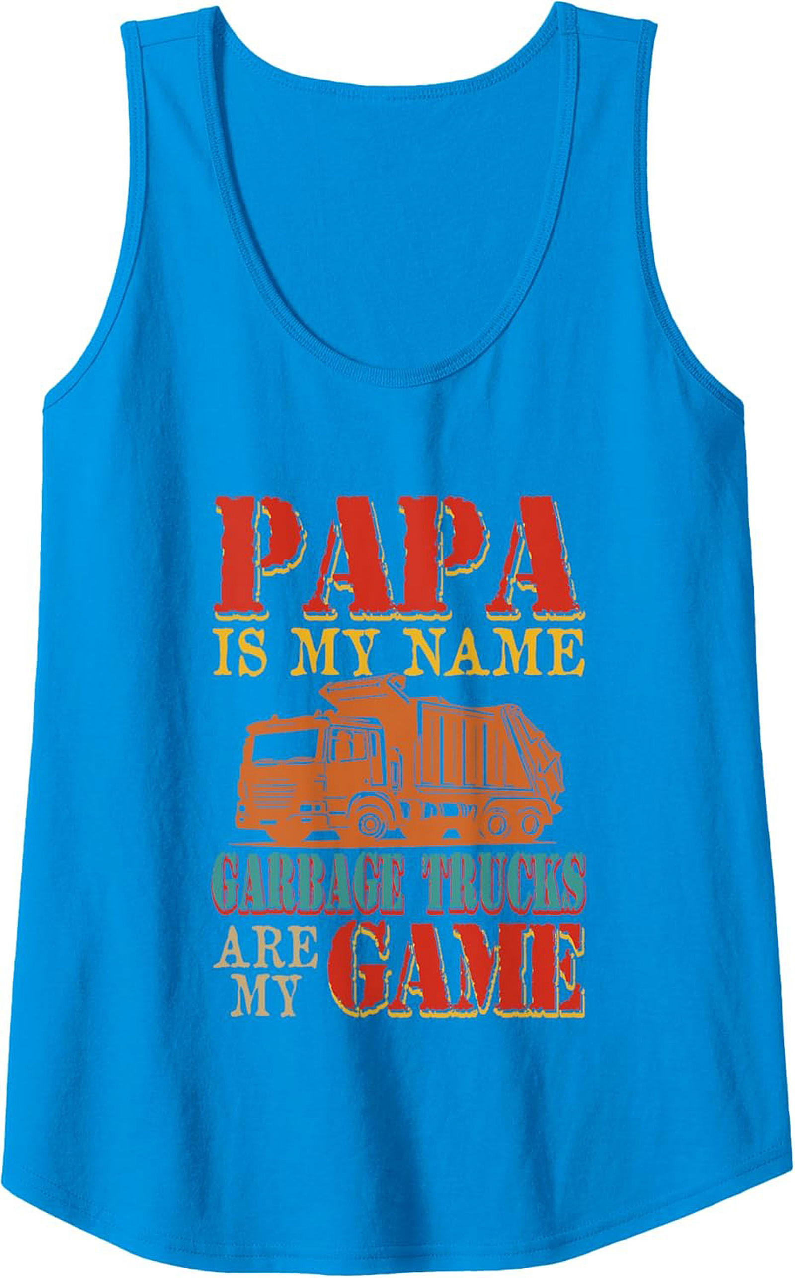 Papa Garbage Truck Graphic Tank Top Summer Sleeveless Shirt