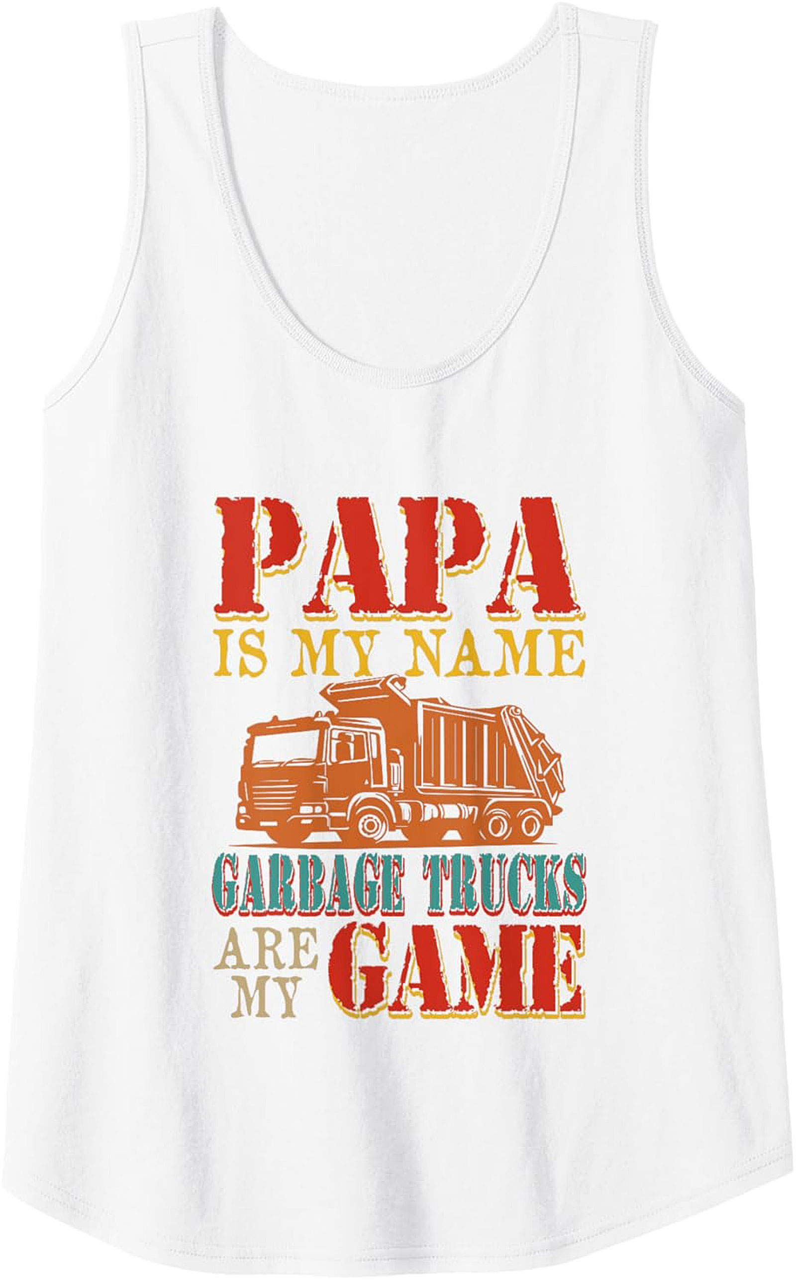 Papa Garbage Truck Graphic Tank Top Summer Sleeveless Shirt