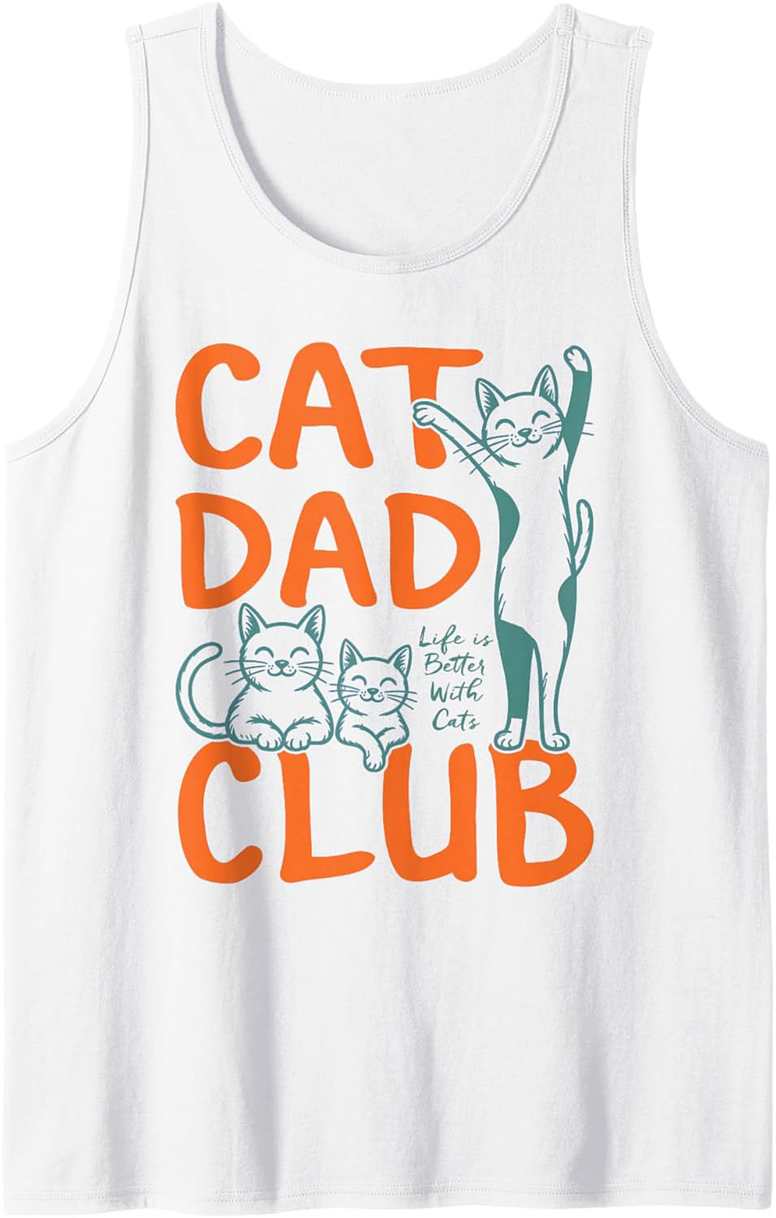 Cat Dad Club Graphic Tank Top Summer Sleeveless Shirt
