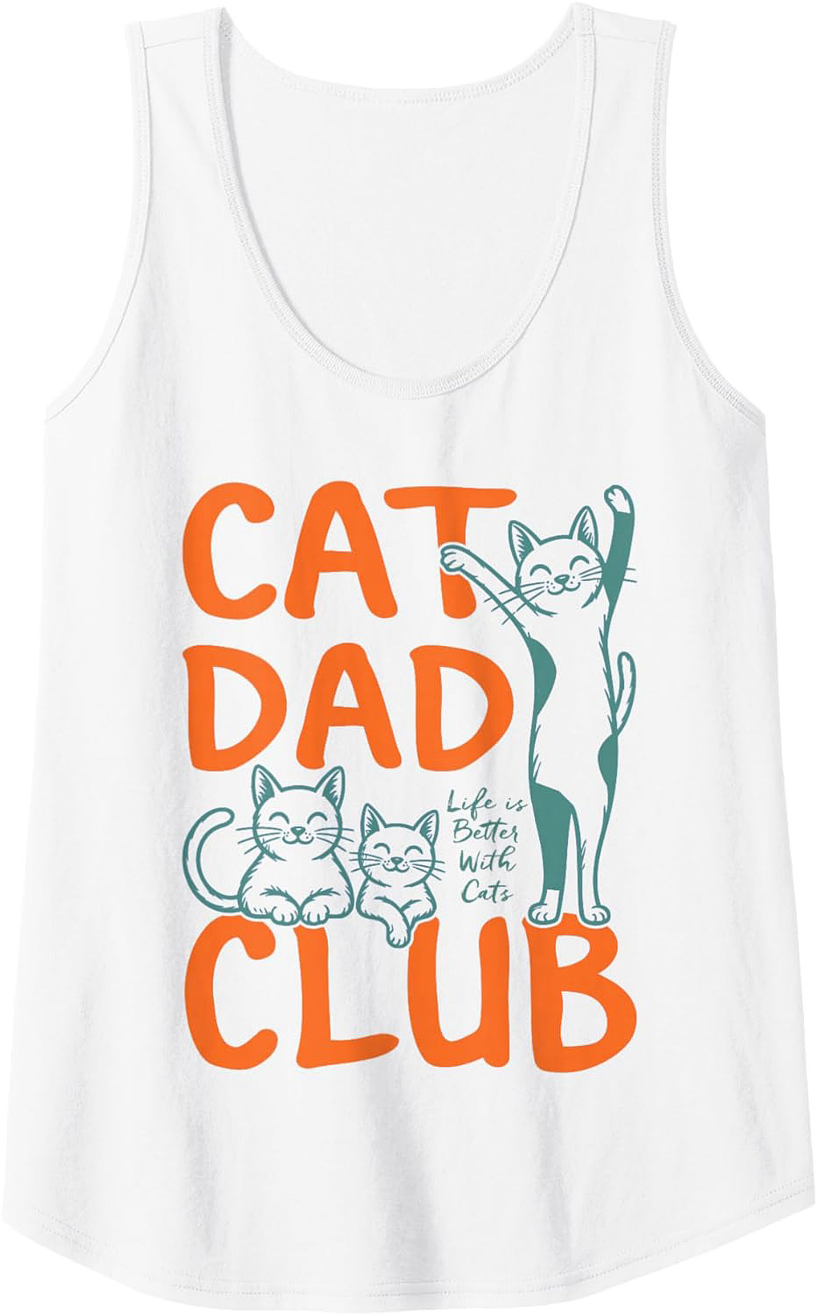 Cat Dad Club Graphic Tank Top Summer Sleeveless Shirt