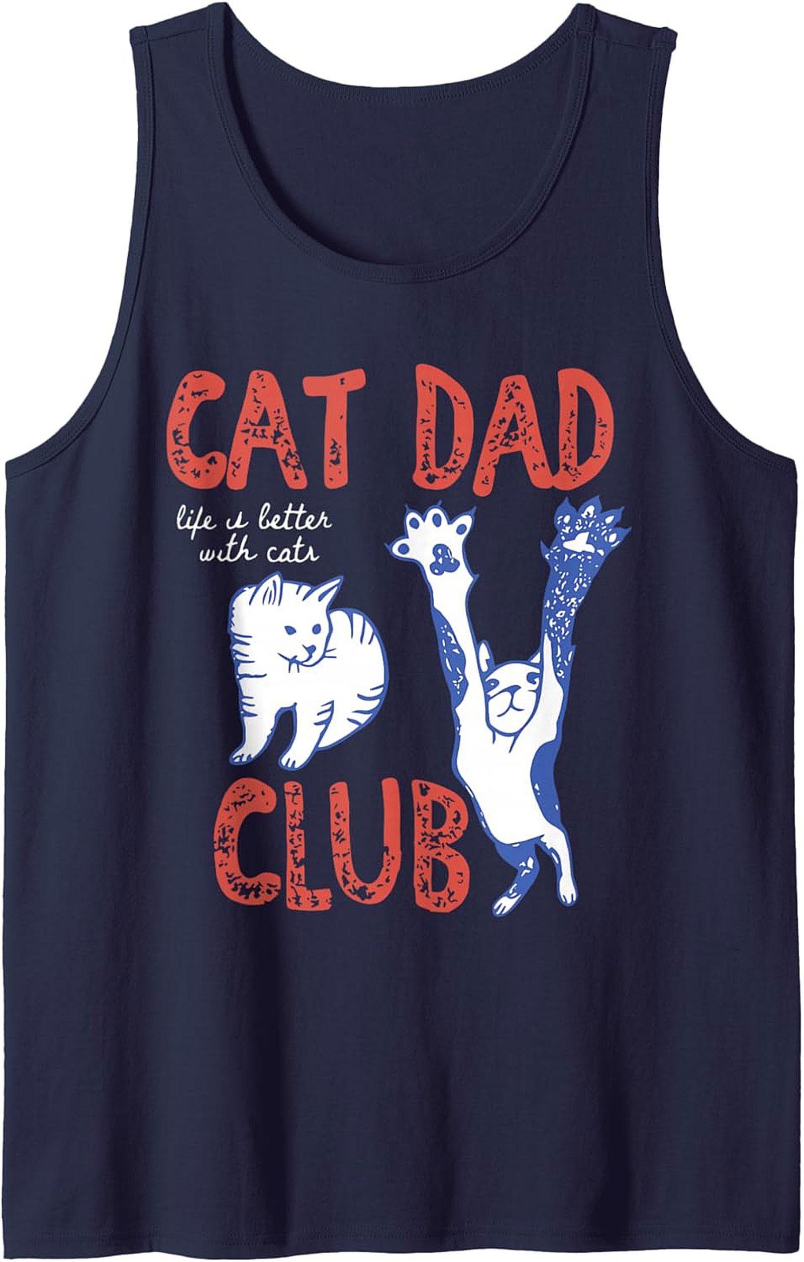 Cat Dad Club Graphic Tank Funny Sleeveless Shirt Gift