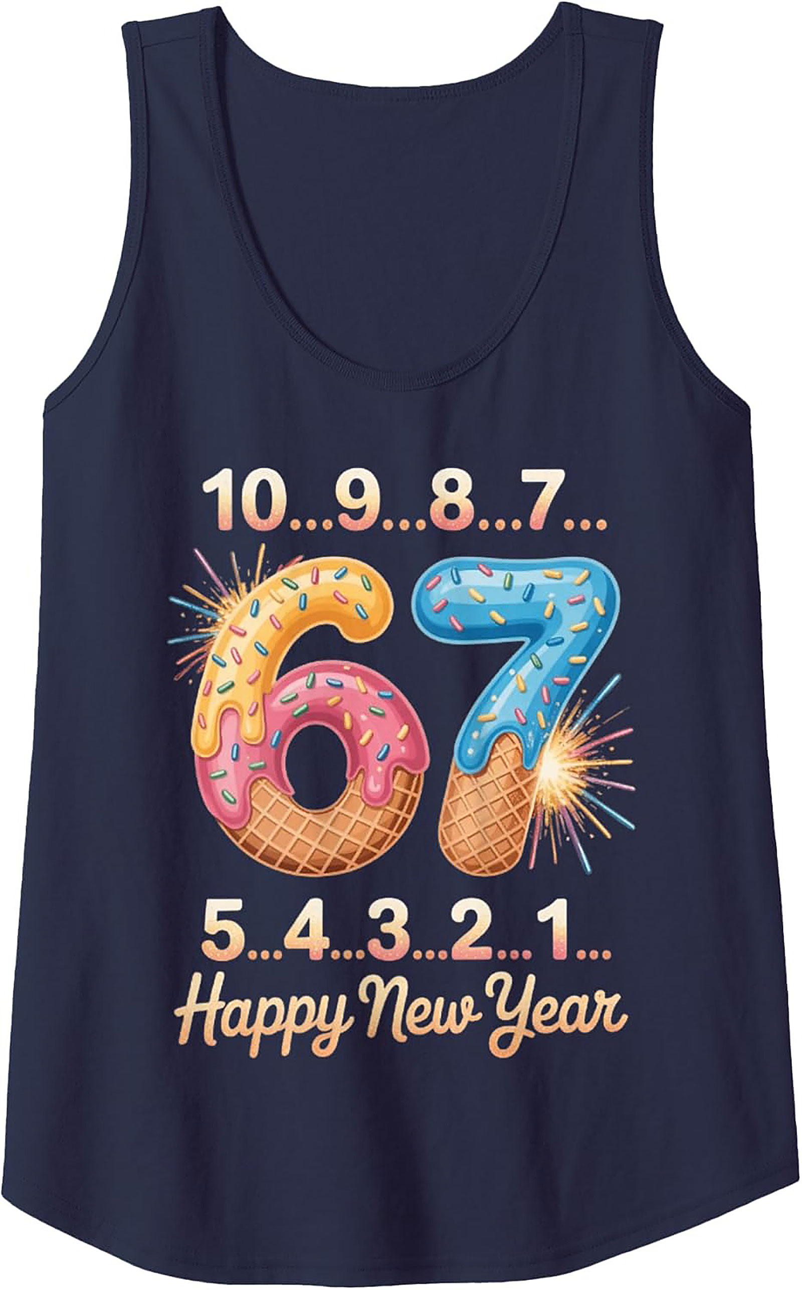 Sweet 67 New Year's Eve Countdown Graphic Tank Top