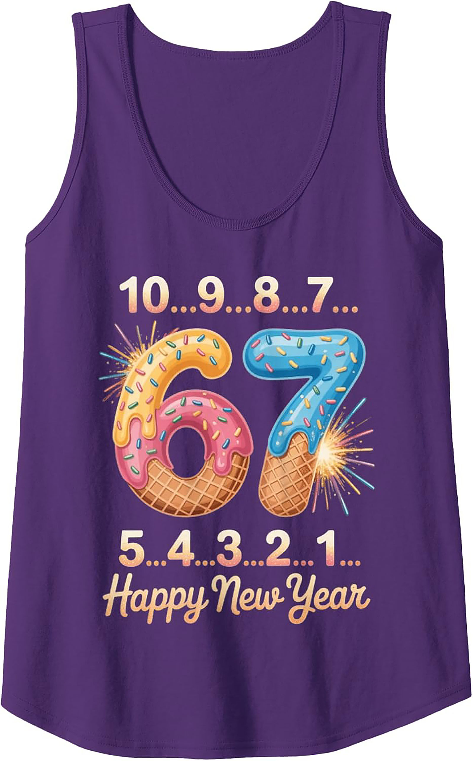 Sweet 67 New Year's Eve Countdown Graphic Tank Top