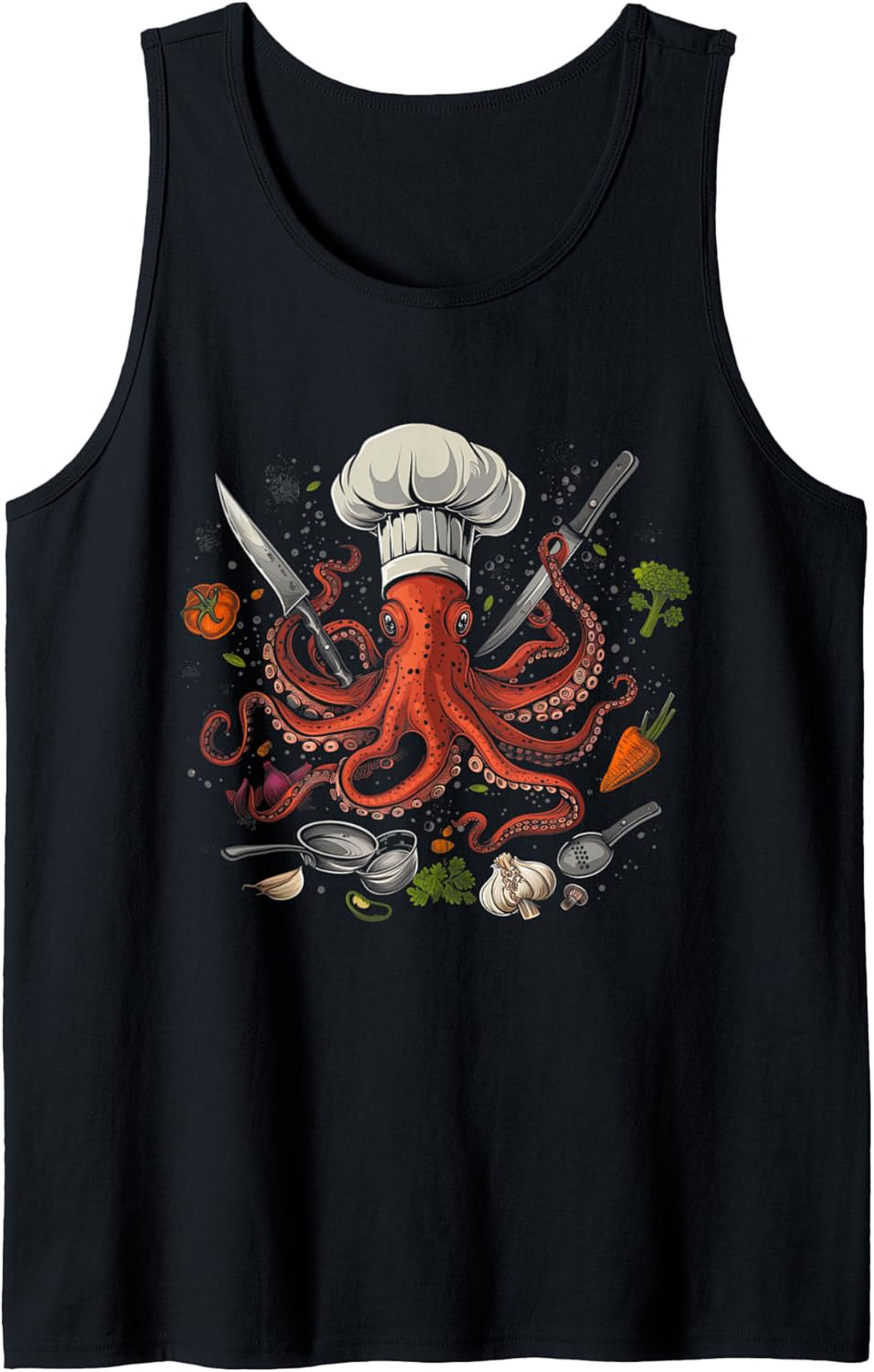 Chef Octopus Tank Top Funny Culinary Graphic Tank