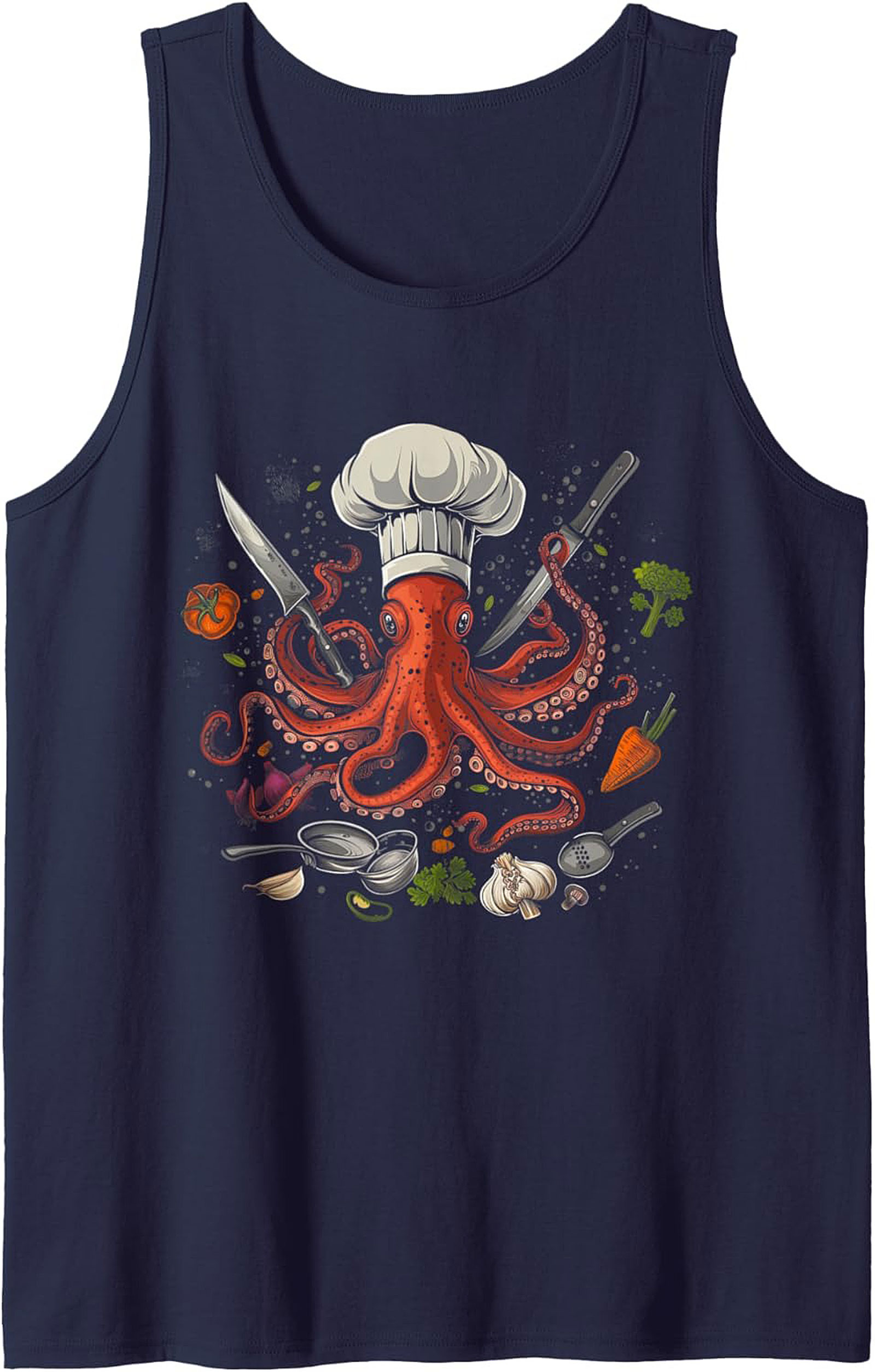 Chef Octopus Tank Top Funny Culinary Graphic Tank