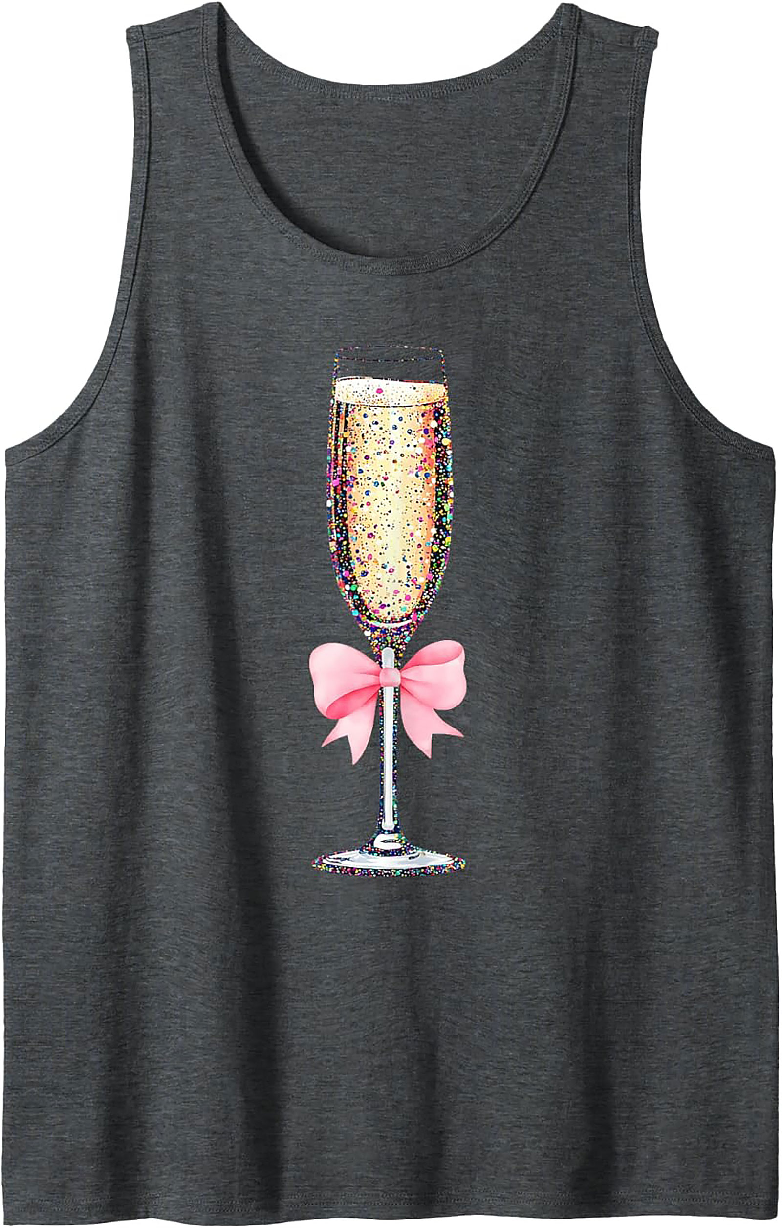Glitter Champagne Graphic Tank Festive Sleeveless Shirt