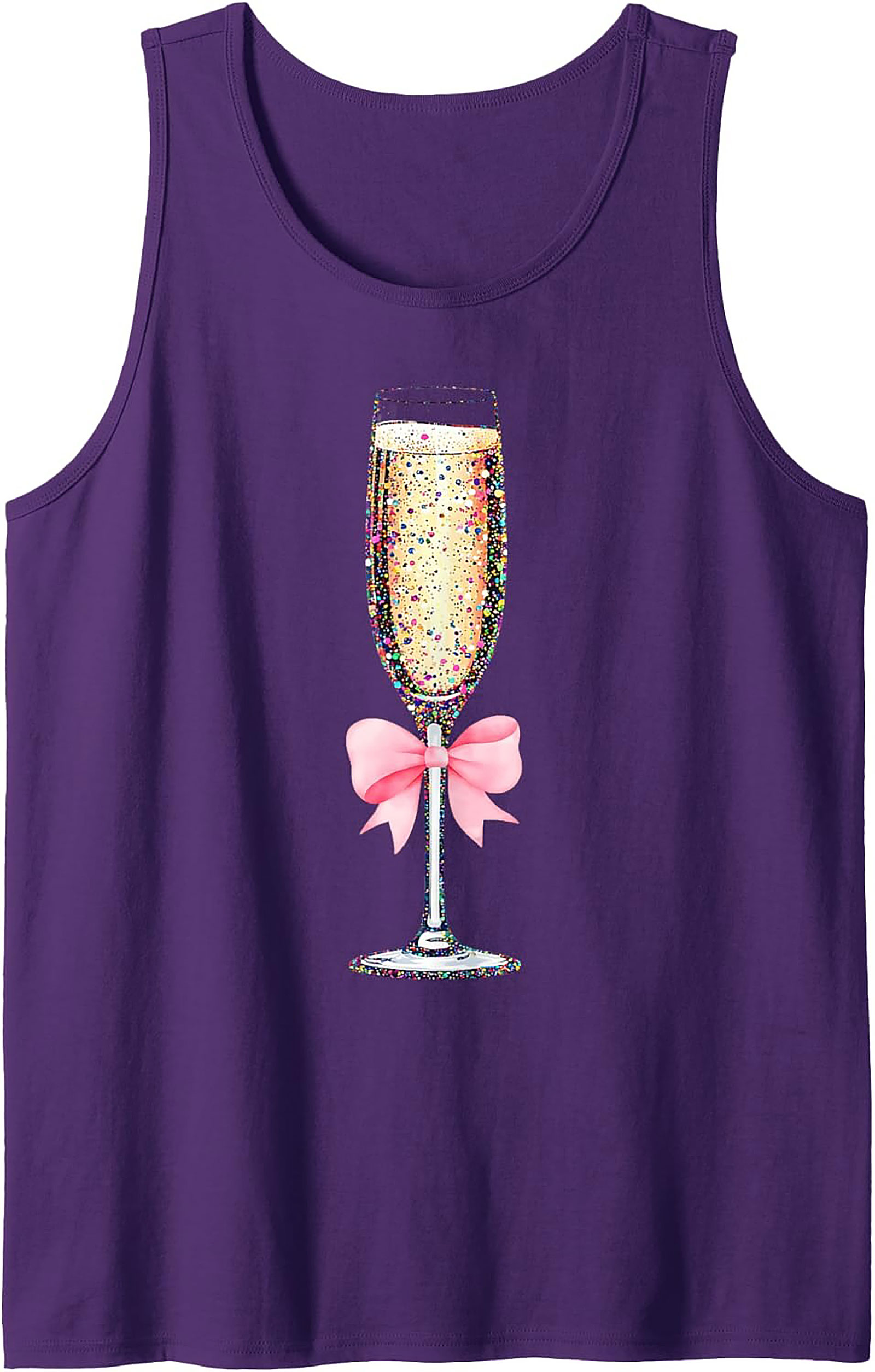 Glitter Champagne Graphic Tank Festive Sleeveless Shirt