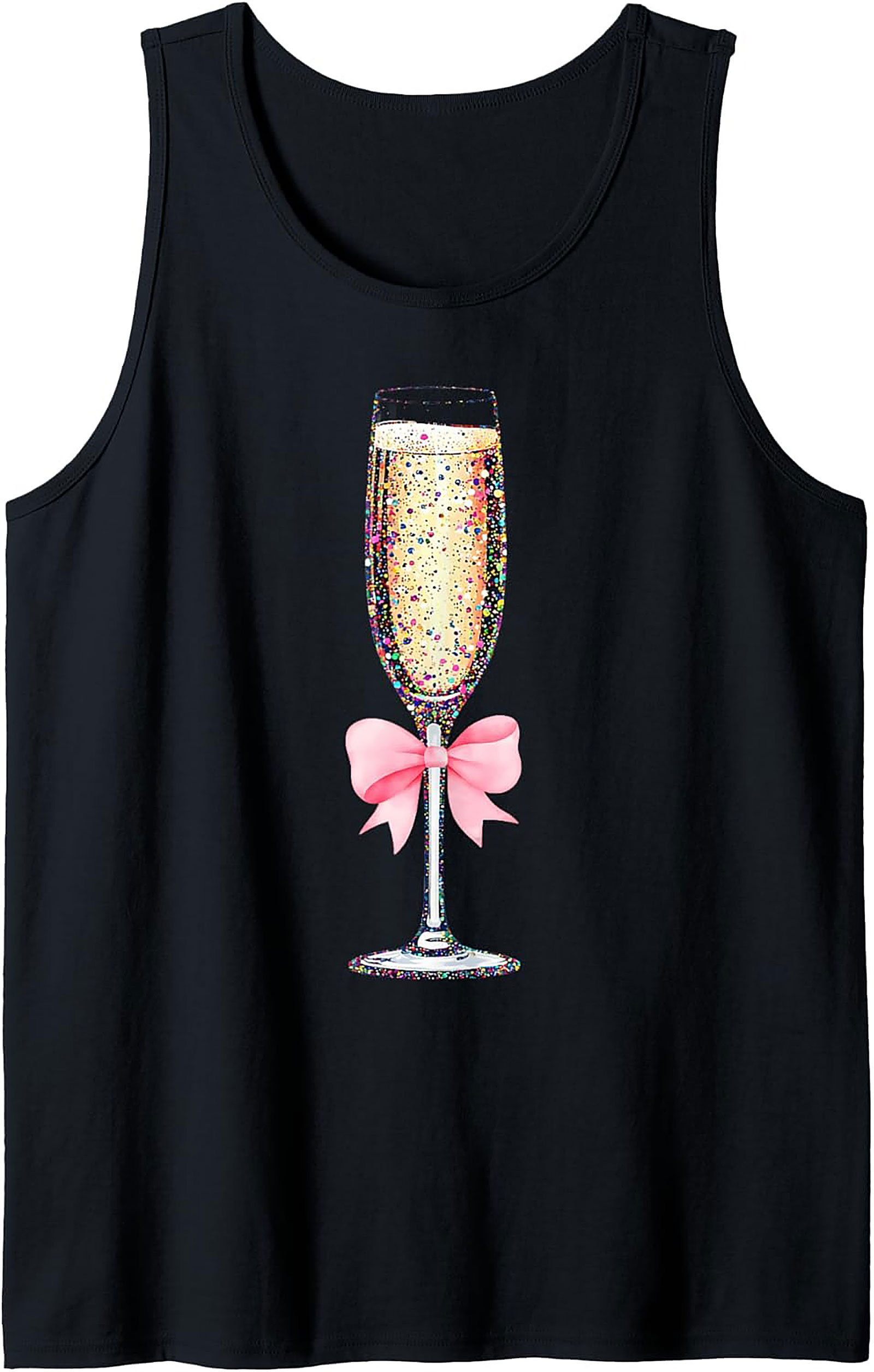 Glitter Champagne Graphic Tank Festive Sleeveless Shirt