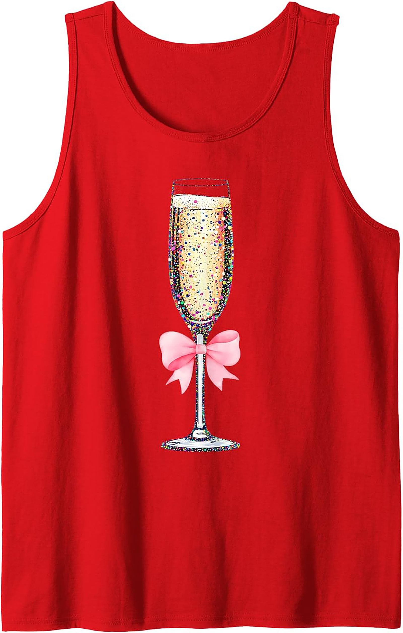 Glitter Champagne Graphic Tank Festive Sleeveless Shirt