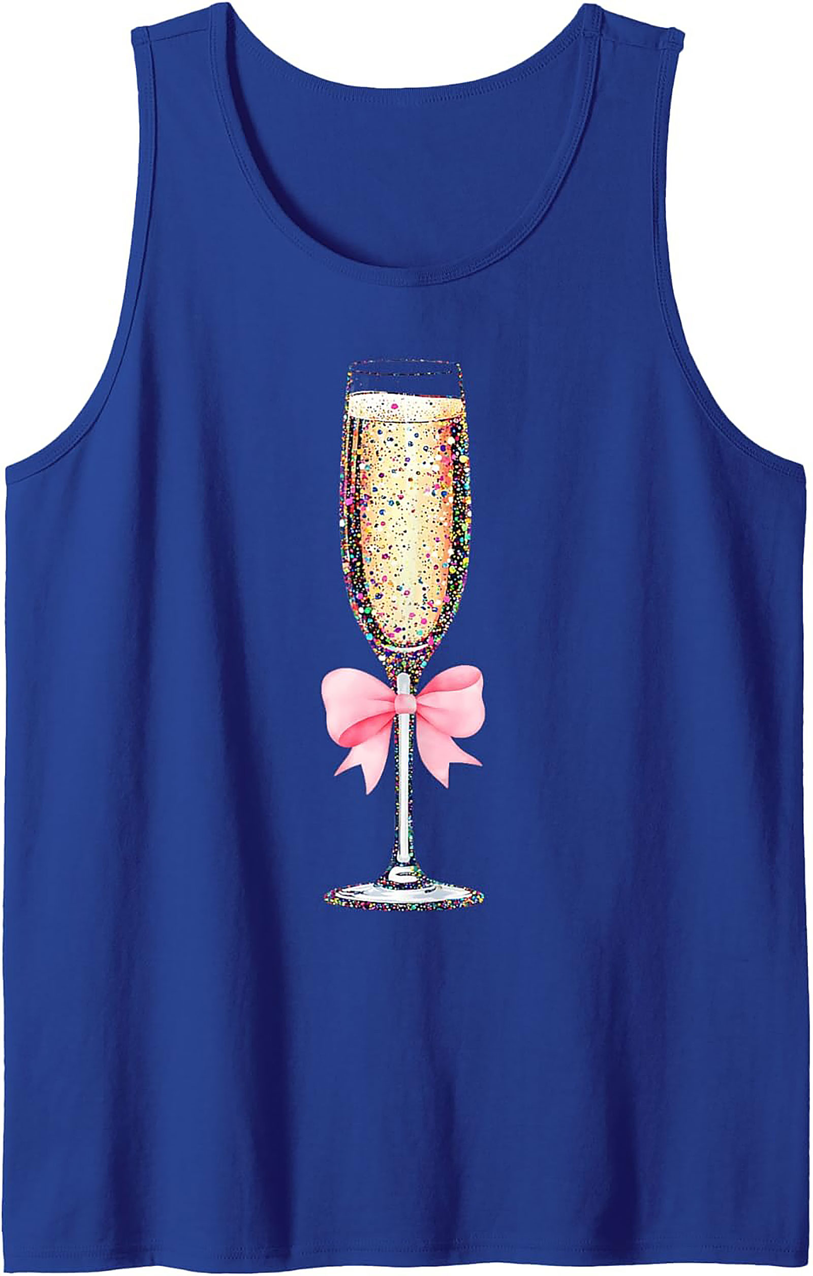 Glitter Champagne Graphic Tank Festive Sleeveless Shirt