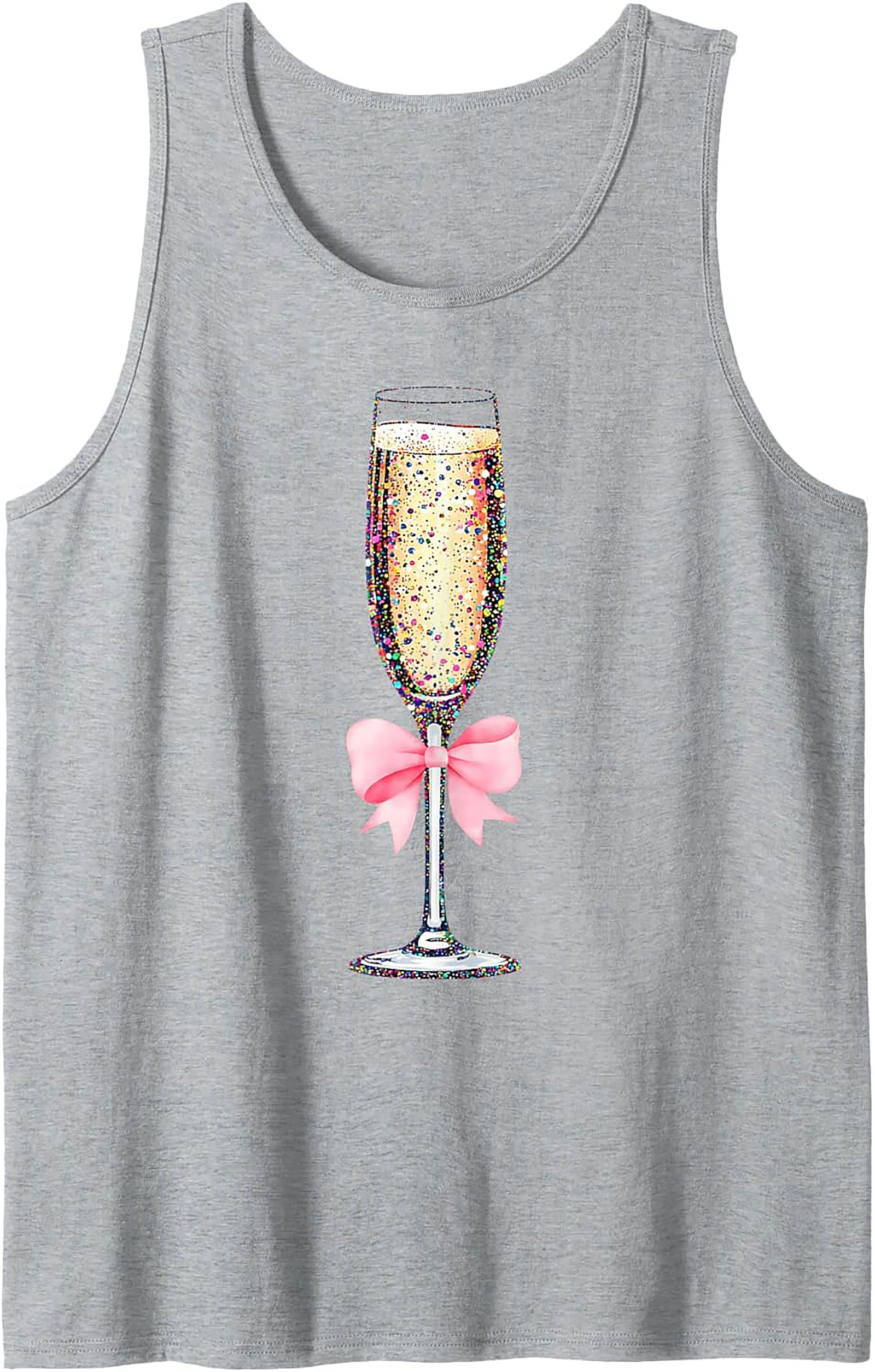 Glitter Champagne Graphic Tank Festive Sleeveless Shirt