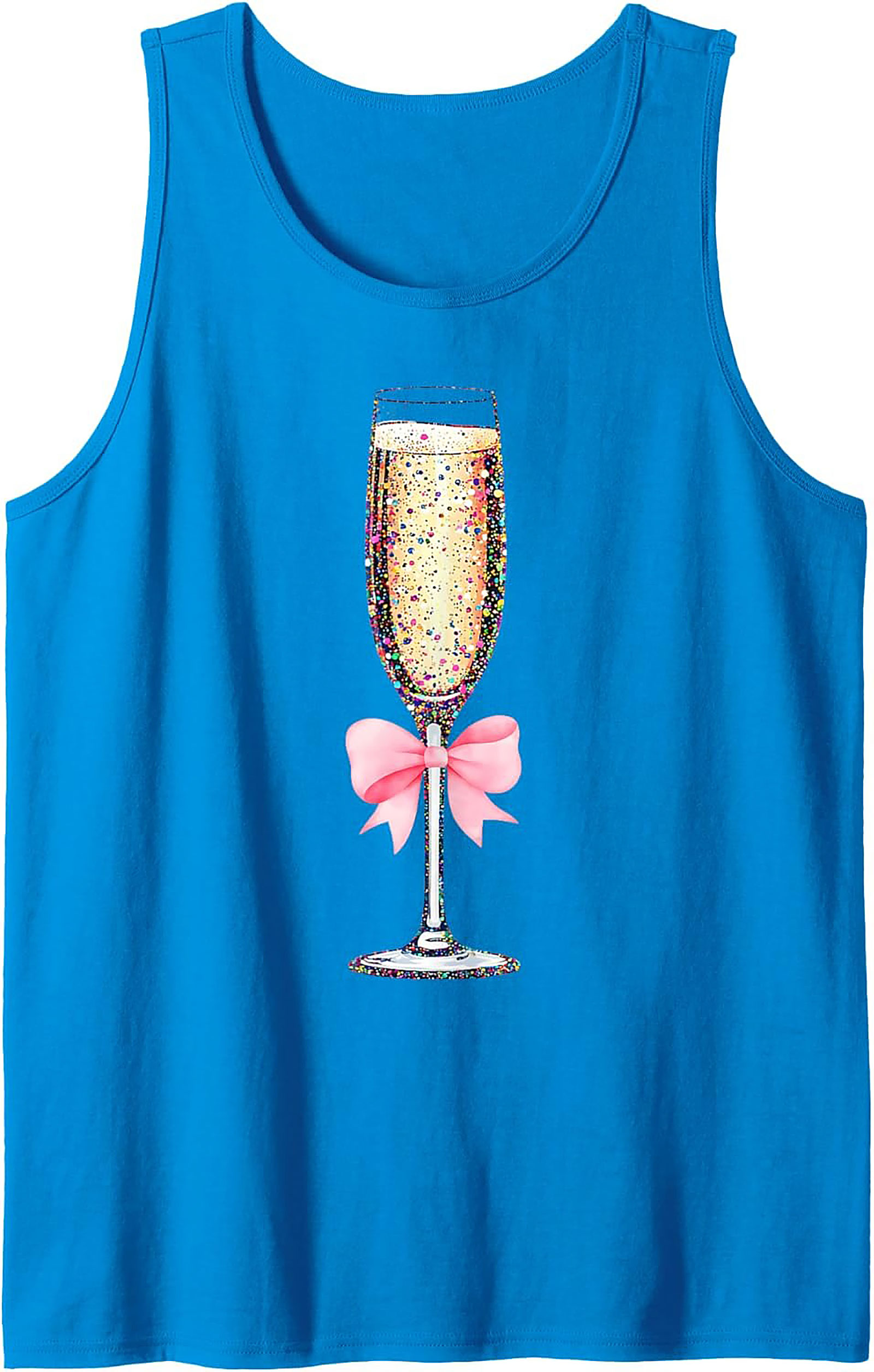 Glitter Champagne Graphic Tank Festive Sleeveless Shirt