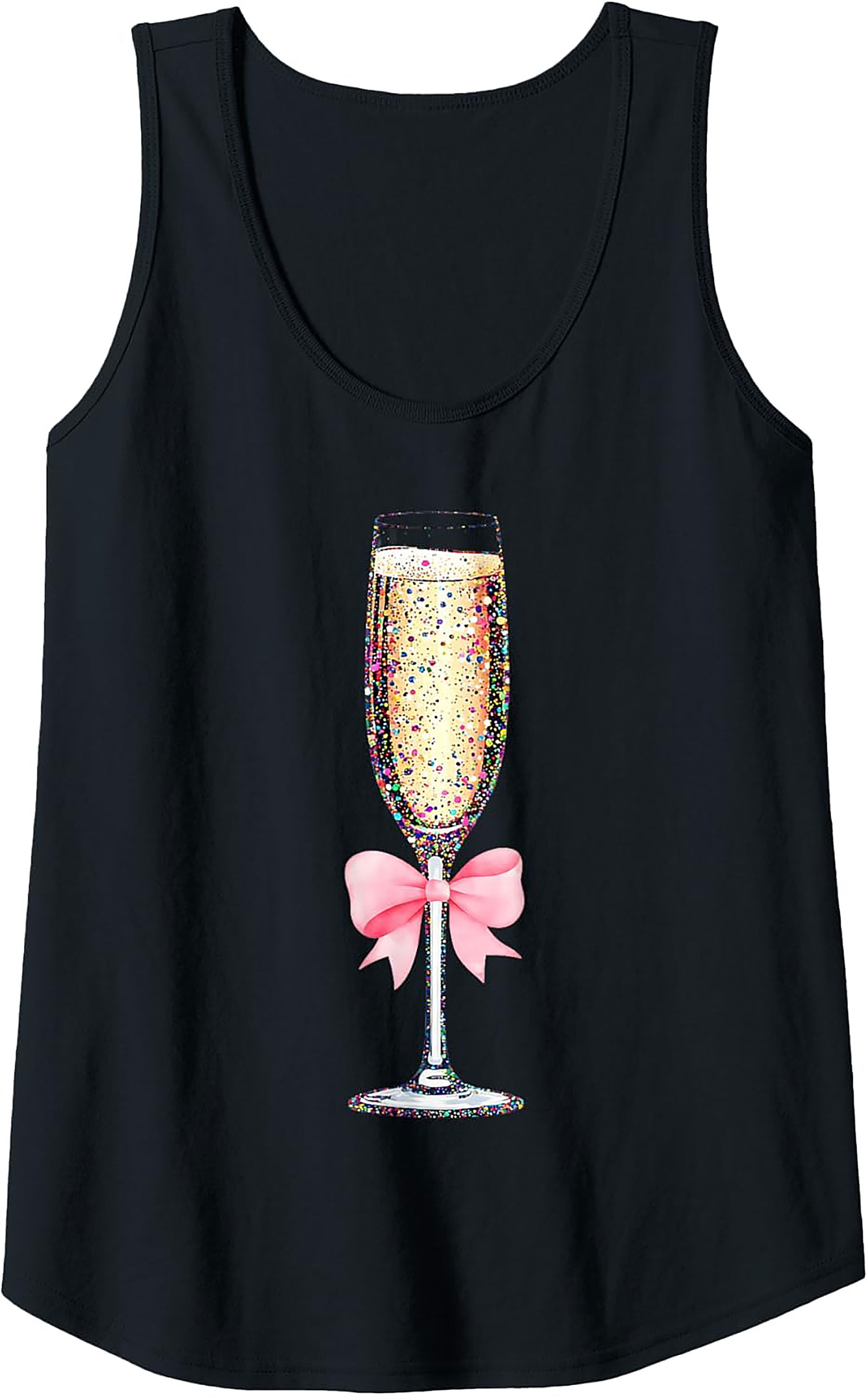 Glitter Champagne Graphic Tank Festive Sleeveless Shirt