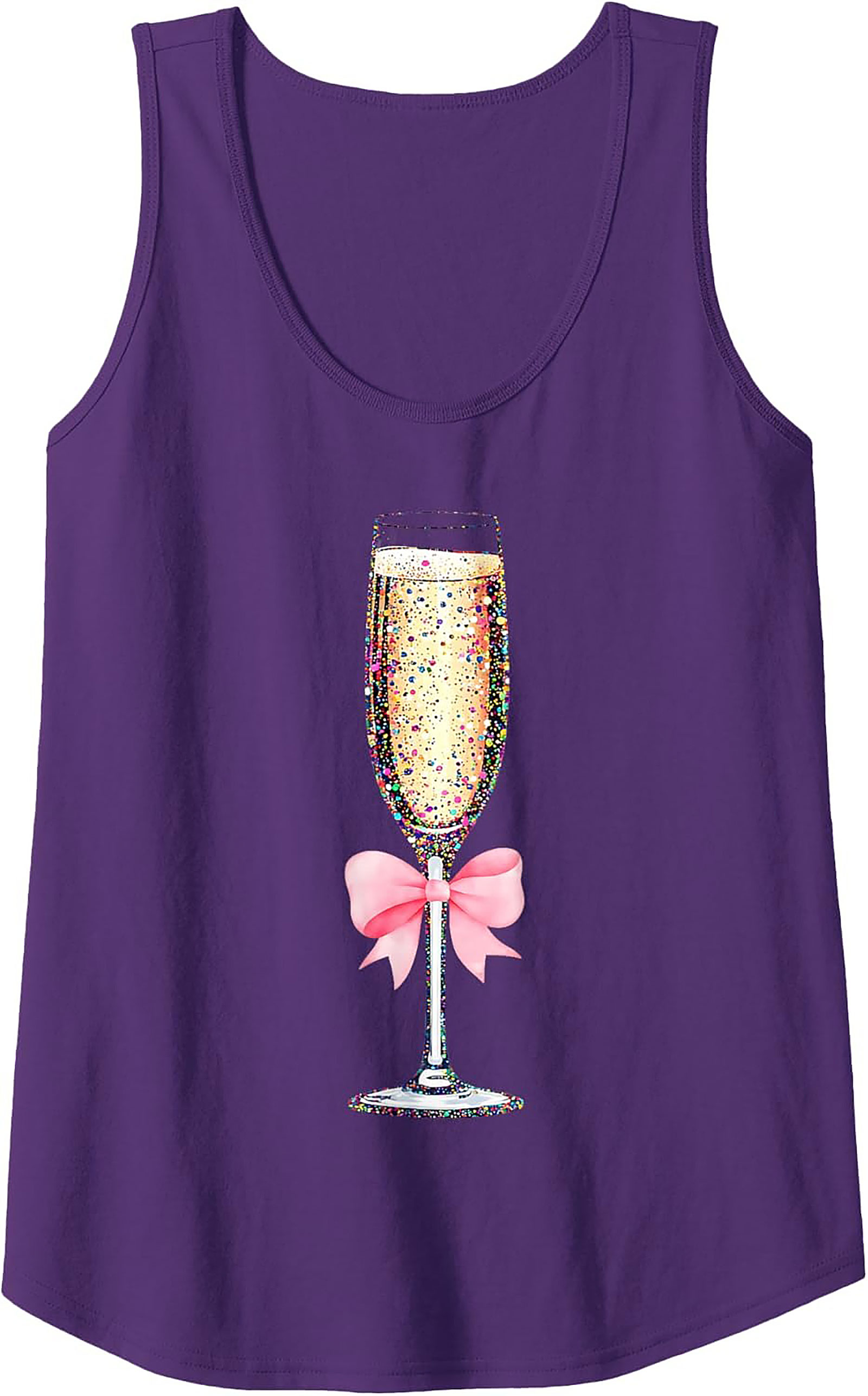 Glitter Champagne Graphic Tank Festive Sleeveless Shirt
