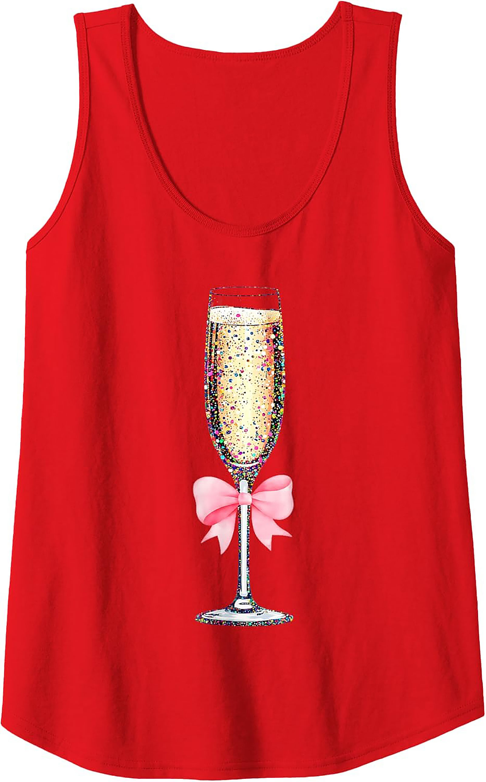 Glitter Champagne Graphic Tank Festive Sleeveless Shirt