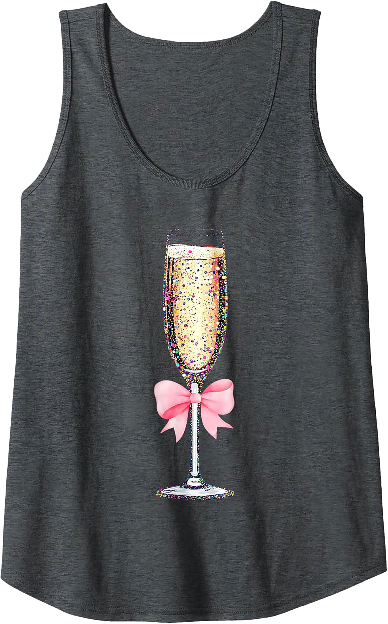 Glitter Champagne Graphic Tank Festive Sleeveless Shirt