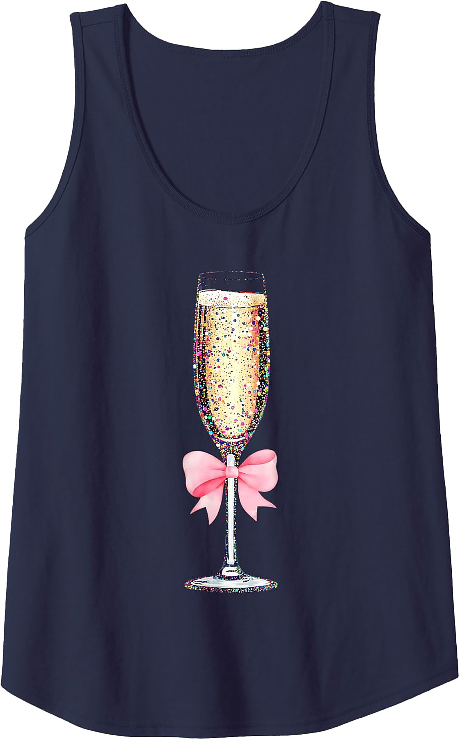 Glitter Champagne Graphic Tank Festive Sleeveless Shirt