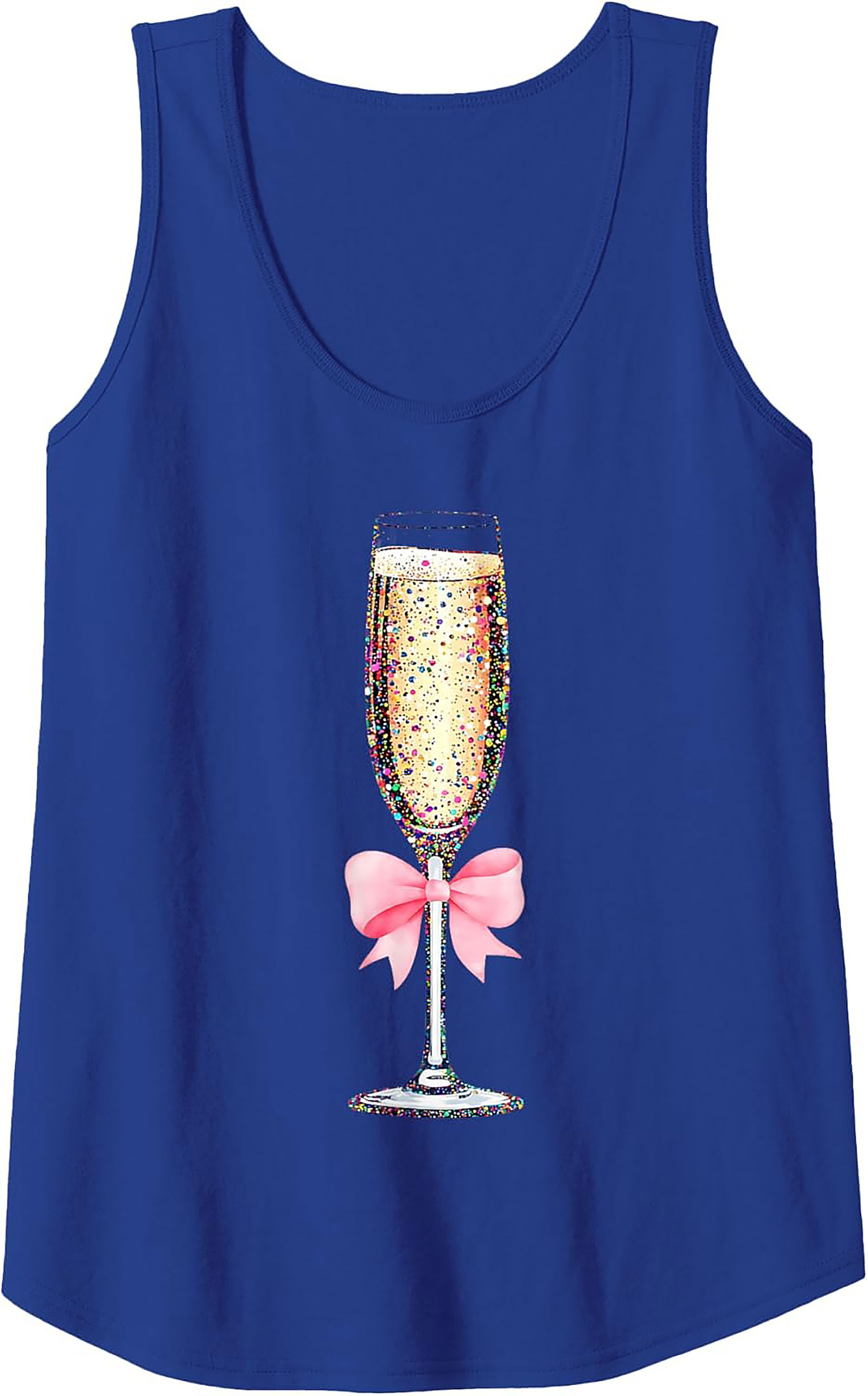 Glitter Champagne Graphic Tank Festive Sleeveless Shirt
