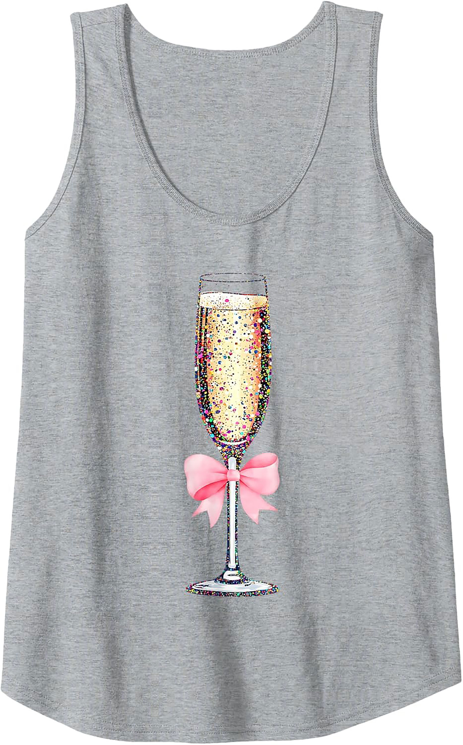 Glitter Champagne Graphic Tank Festive Sleeveless Shirt