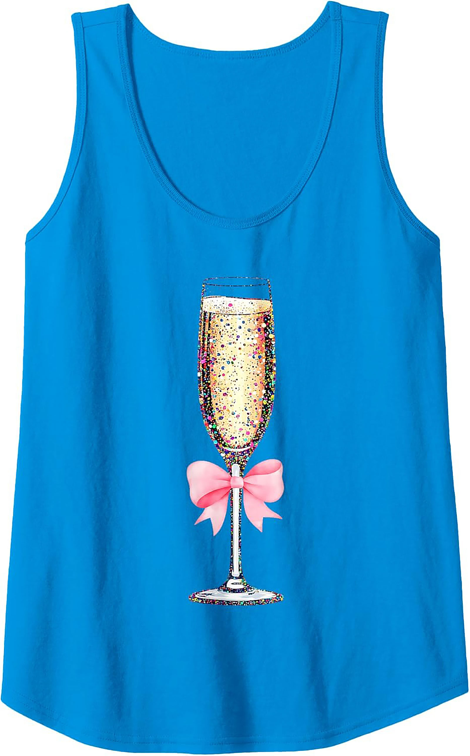 Glitter Champagne Graphic Tank Festive Sleeveless Shirt