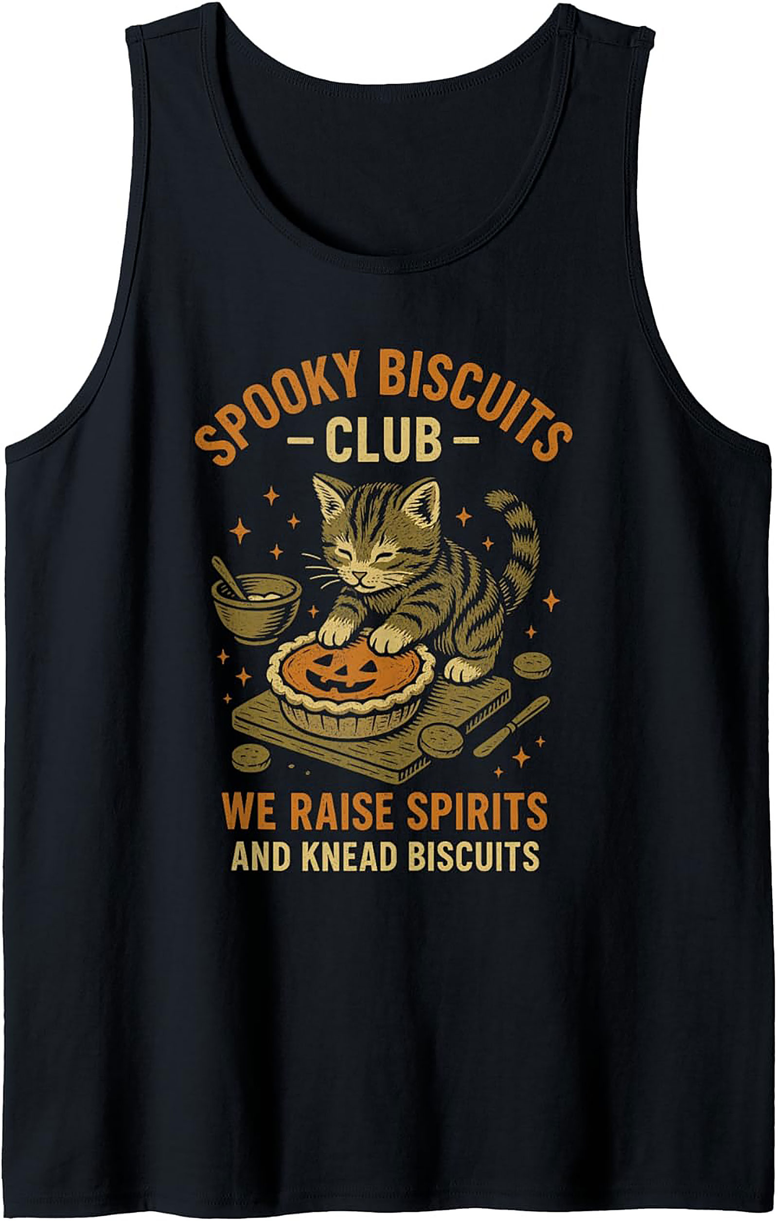 Spooky Biscuits Club Halloween Cat Baking Graphic Tank Top