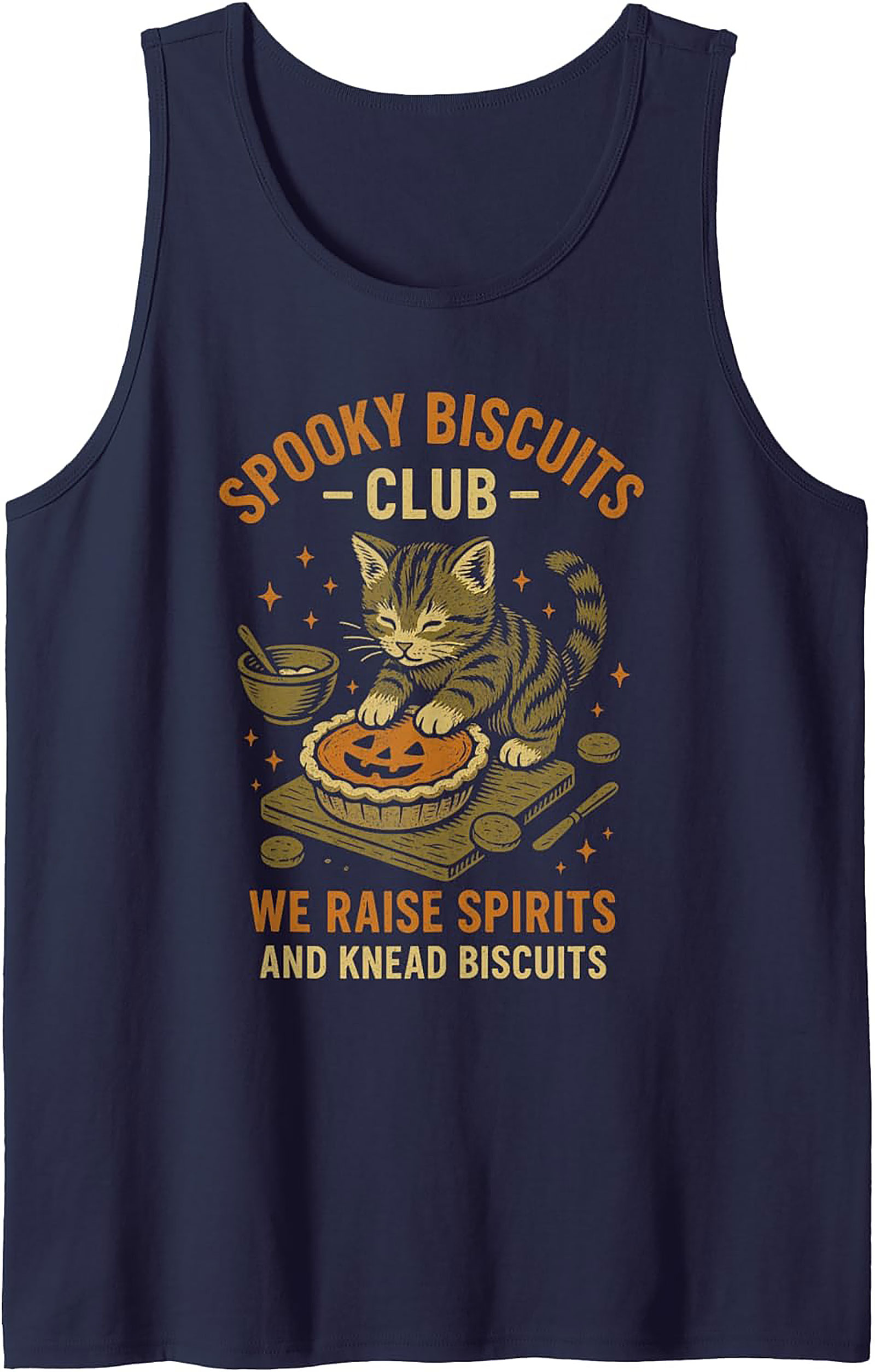 Spooky Biscuits Club Halloween Cat Baking Graphic Tank Top