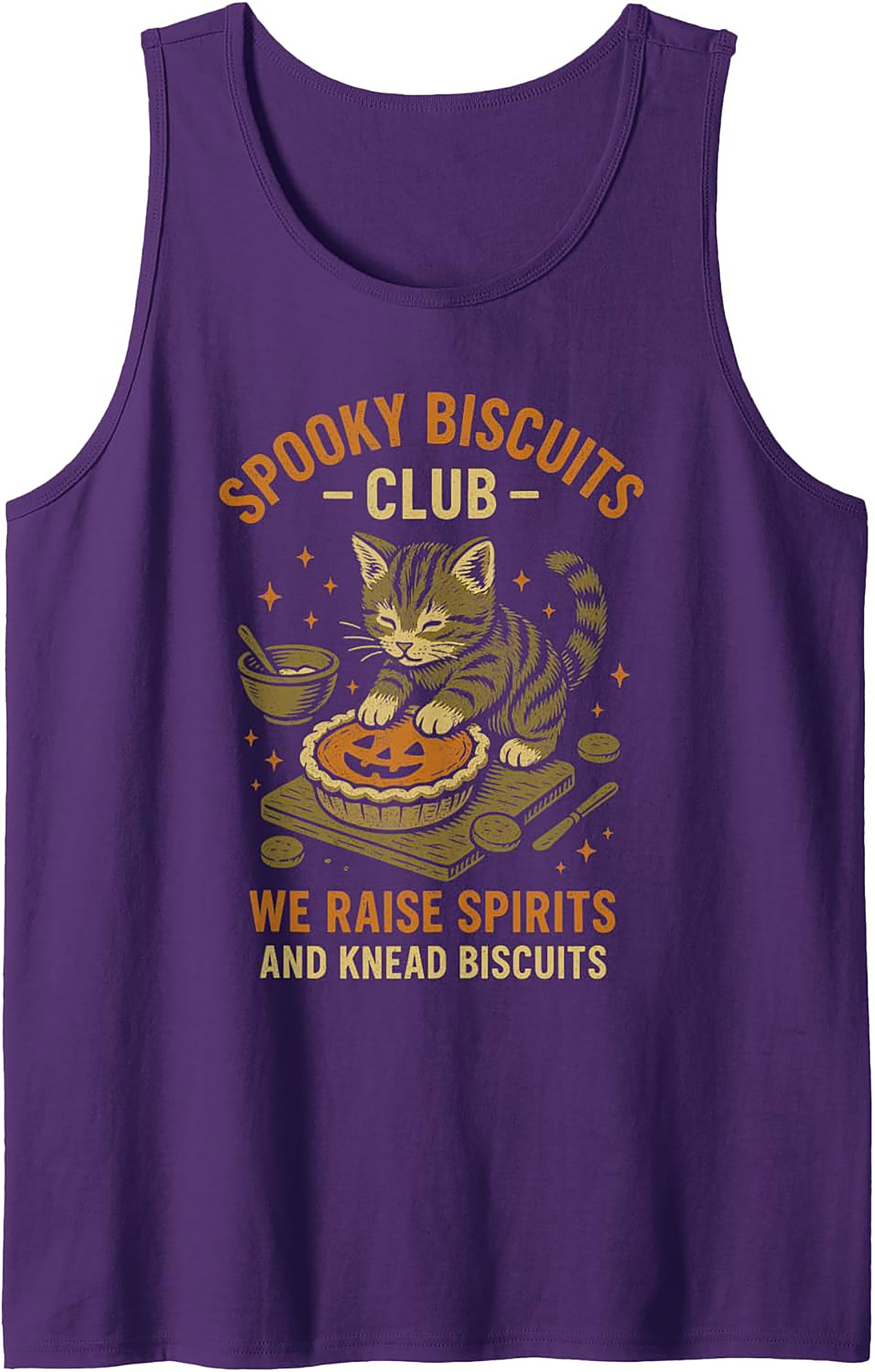 Spooky Biscuits Club Halloween Cat Baking Graphic Tank Top