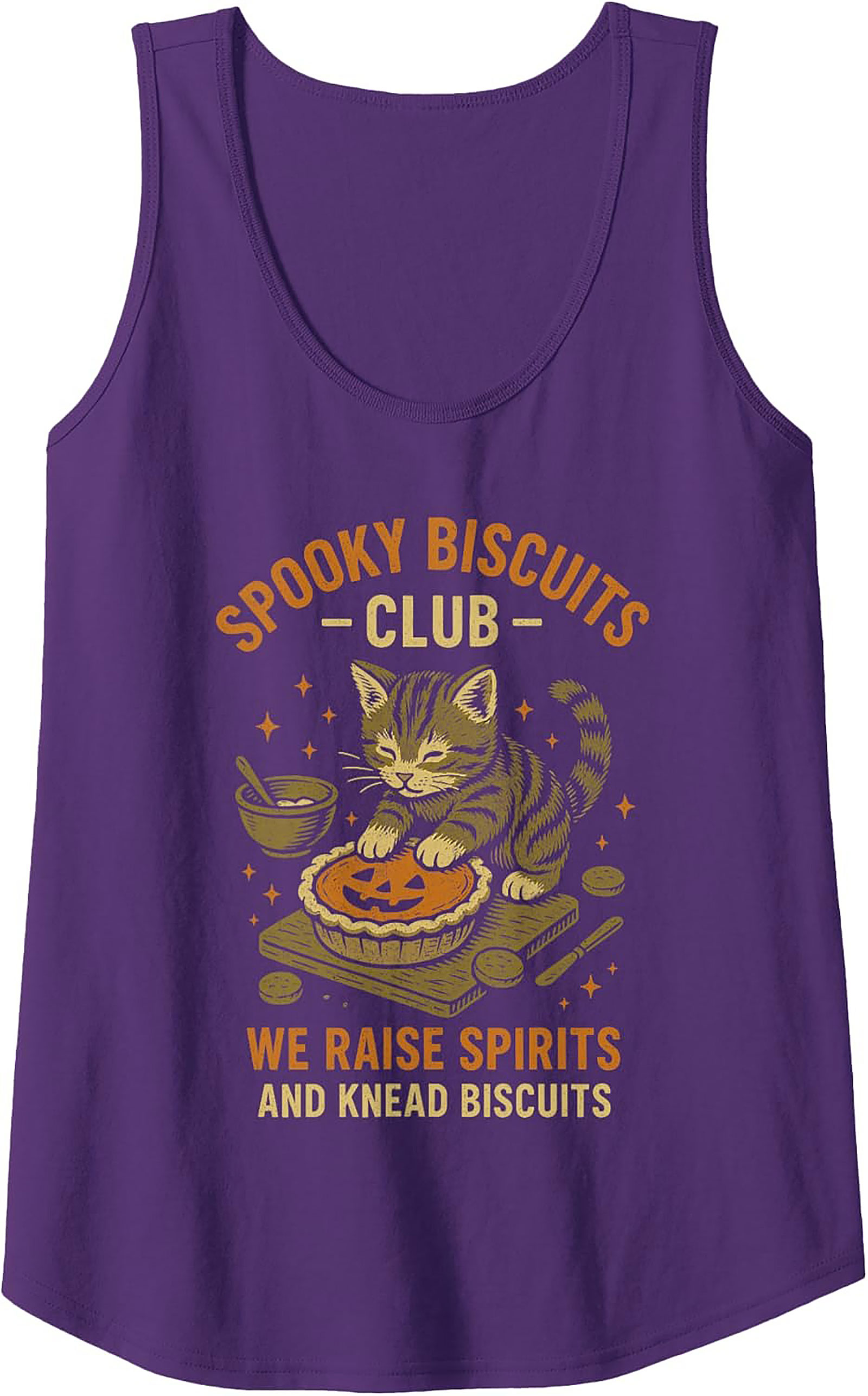 Spooky Biscuits Club Halloween Cat Baking Graphic Tank Top