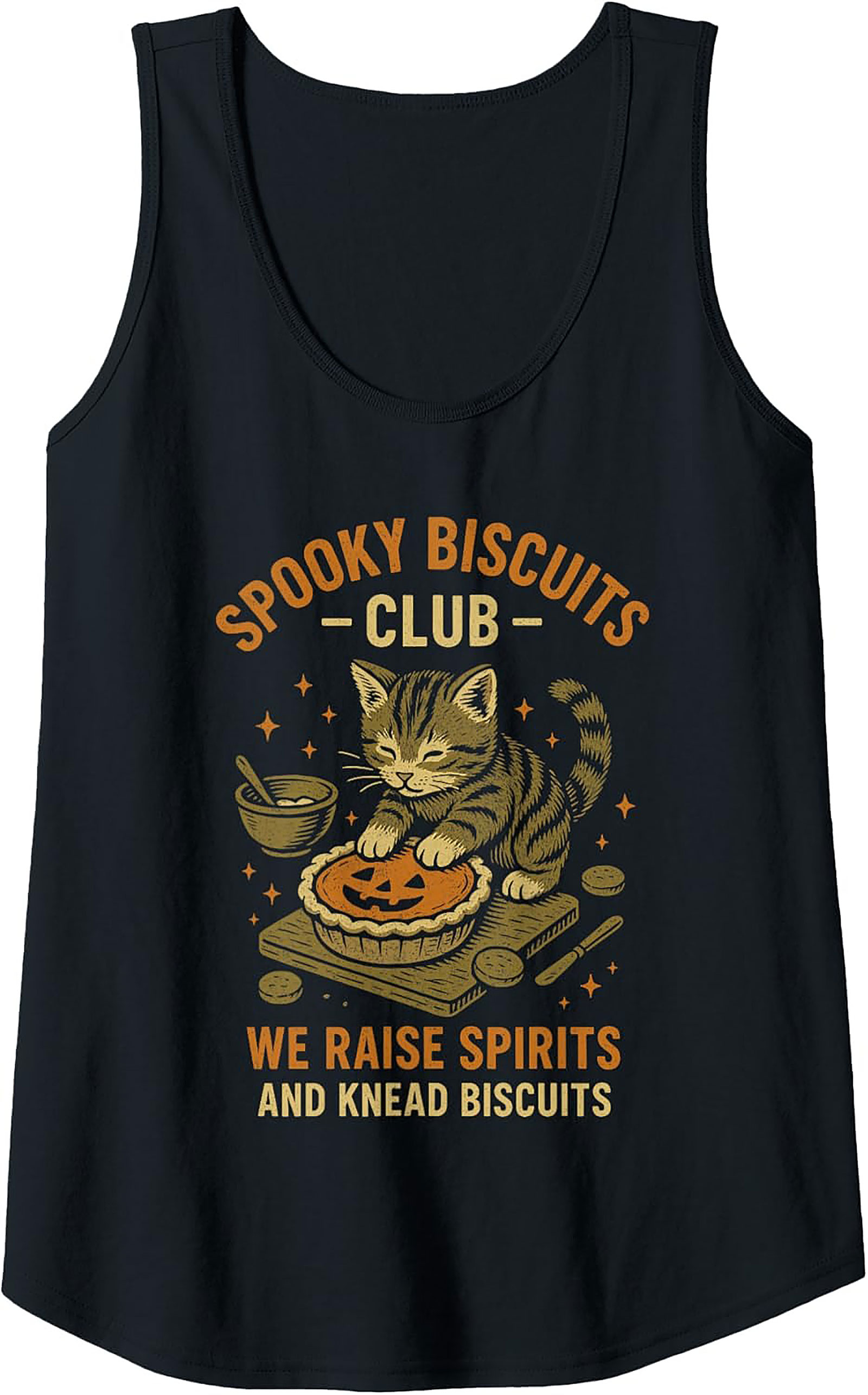 Spooky Biscuits Club Halloween Cat Baking Graphic Tank Top