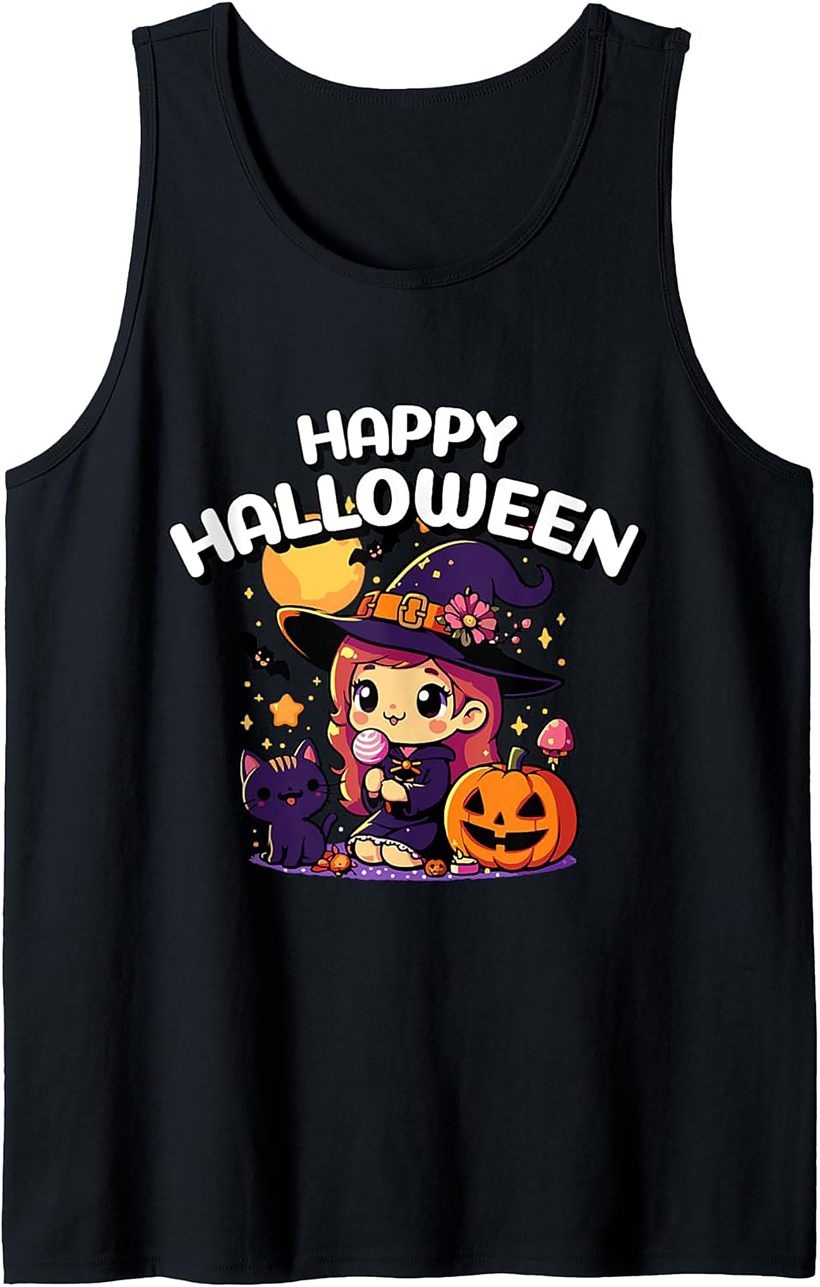 Kawaii Witch Graphic Tank | Cute Halloween Sleeveless Shirt