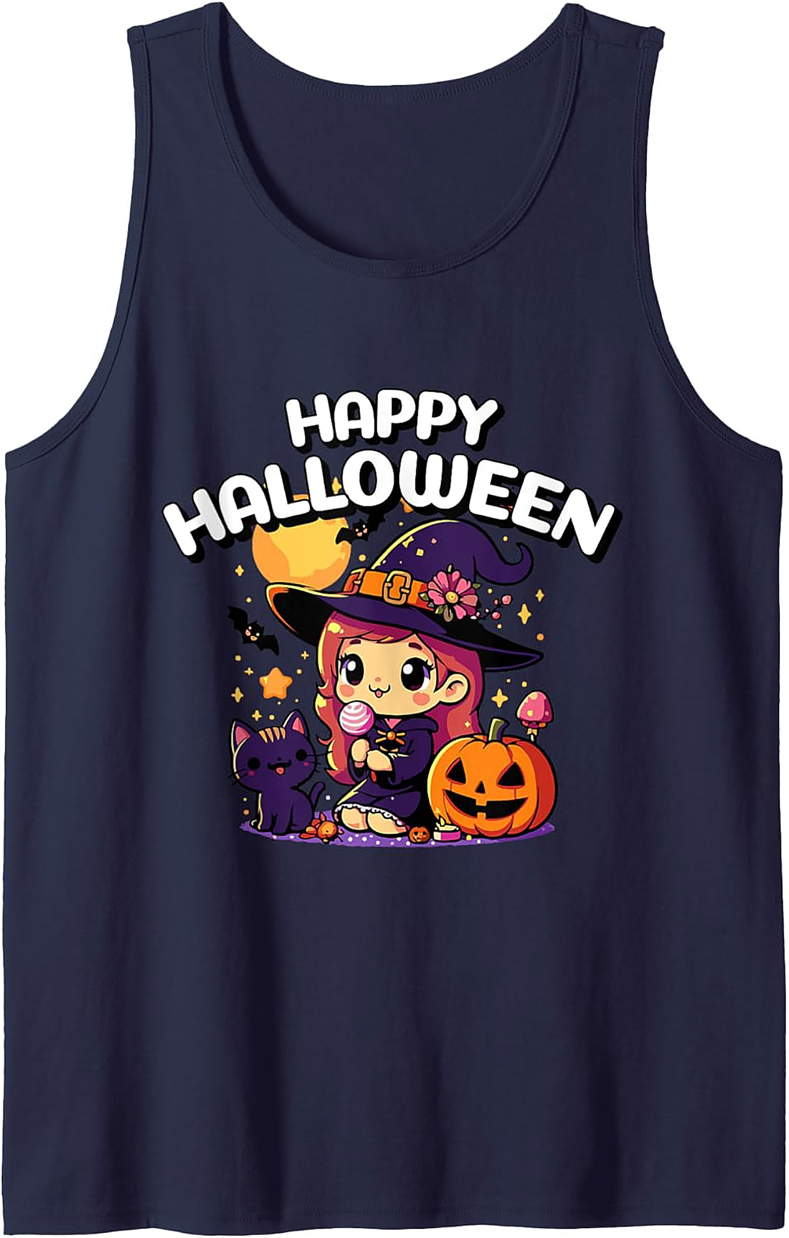 Kawaii Witch Graphic Tank | Cute Halloween Sleeveless Shirt