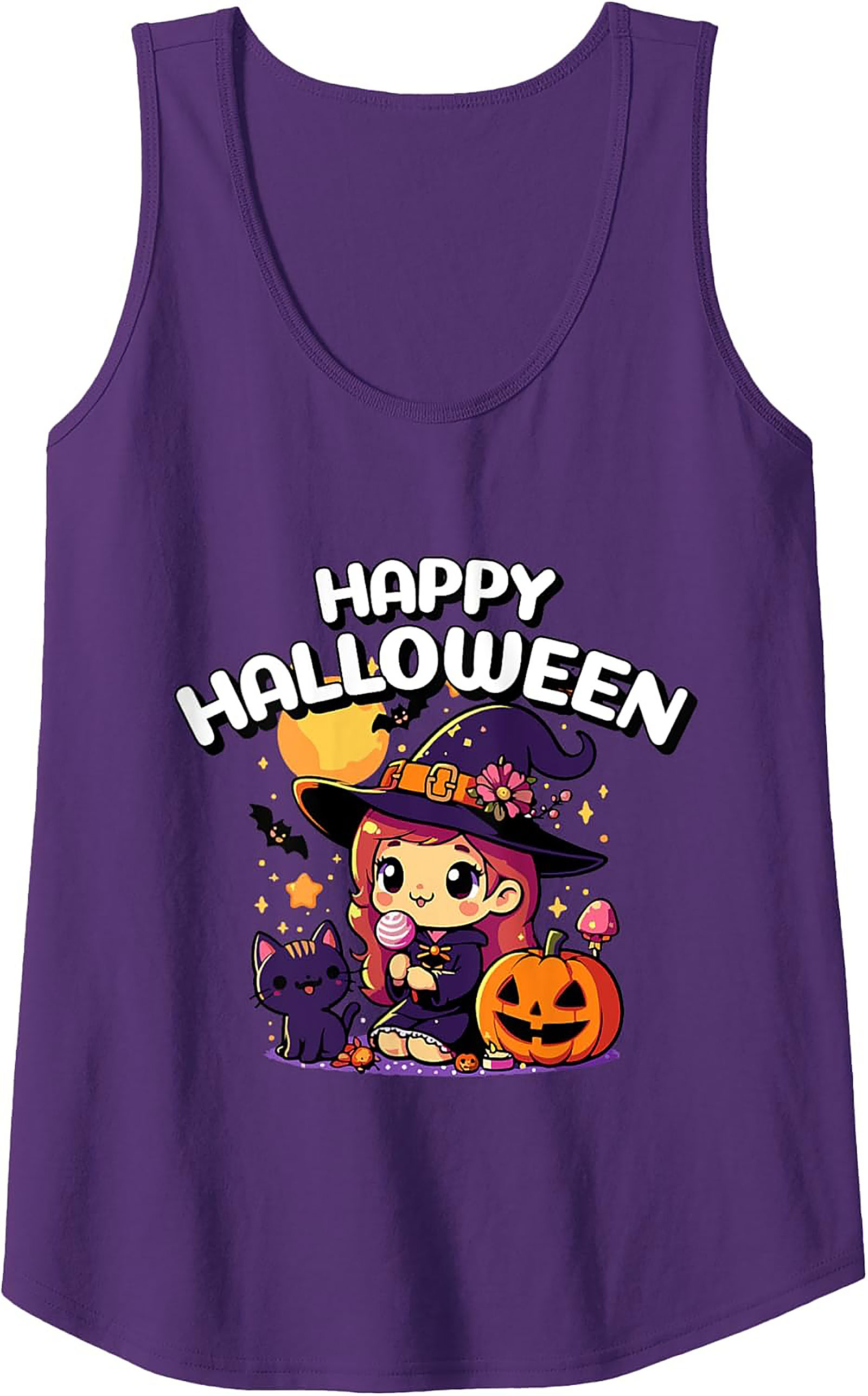 Kawaii Witch Graphic Tank | Cute Halloween Sleeveless Shirt