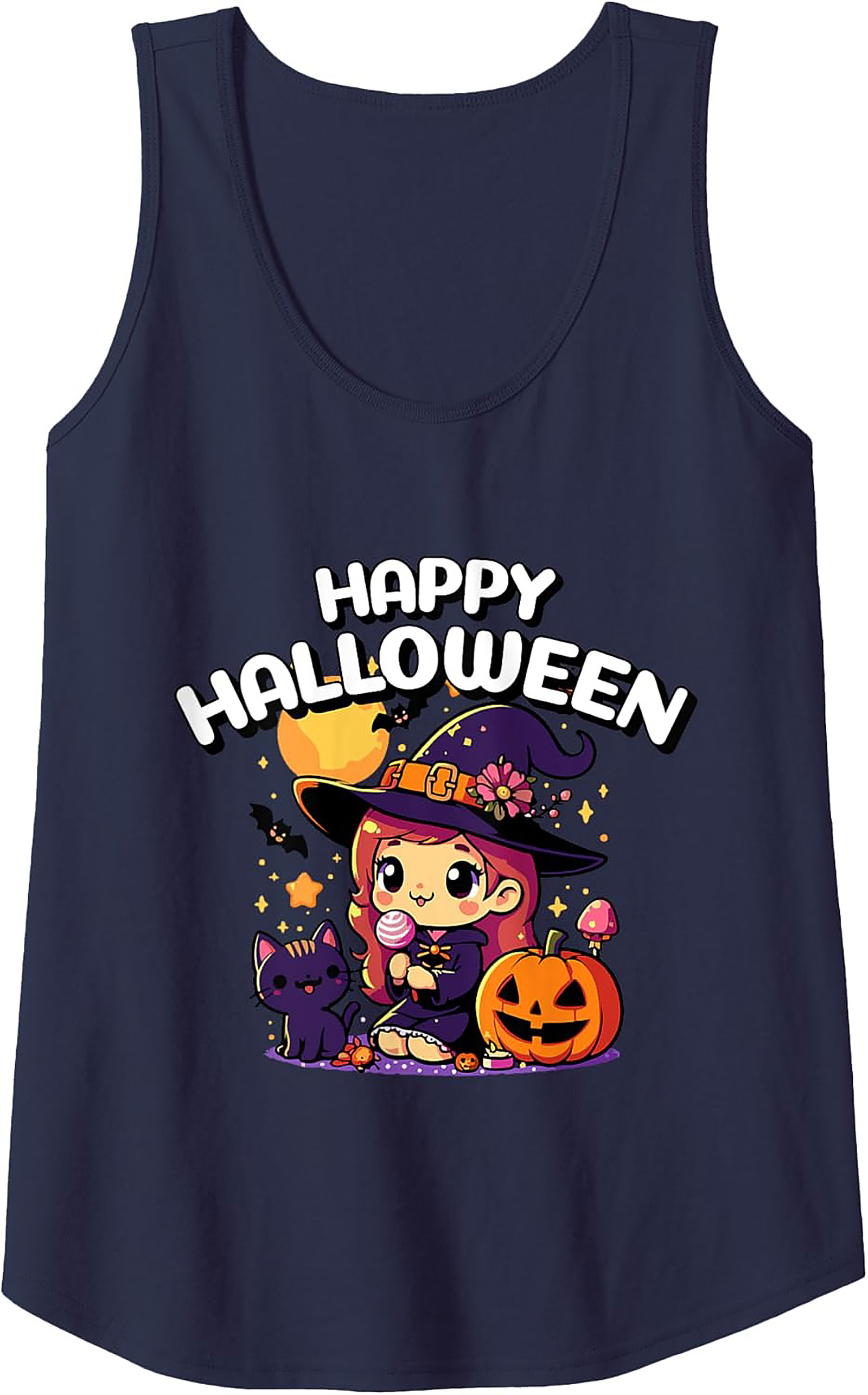 Kawaii Witch Graphic Tank | Cute Halloween Sleeveless Shirt