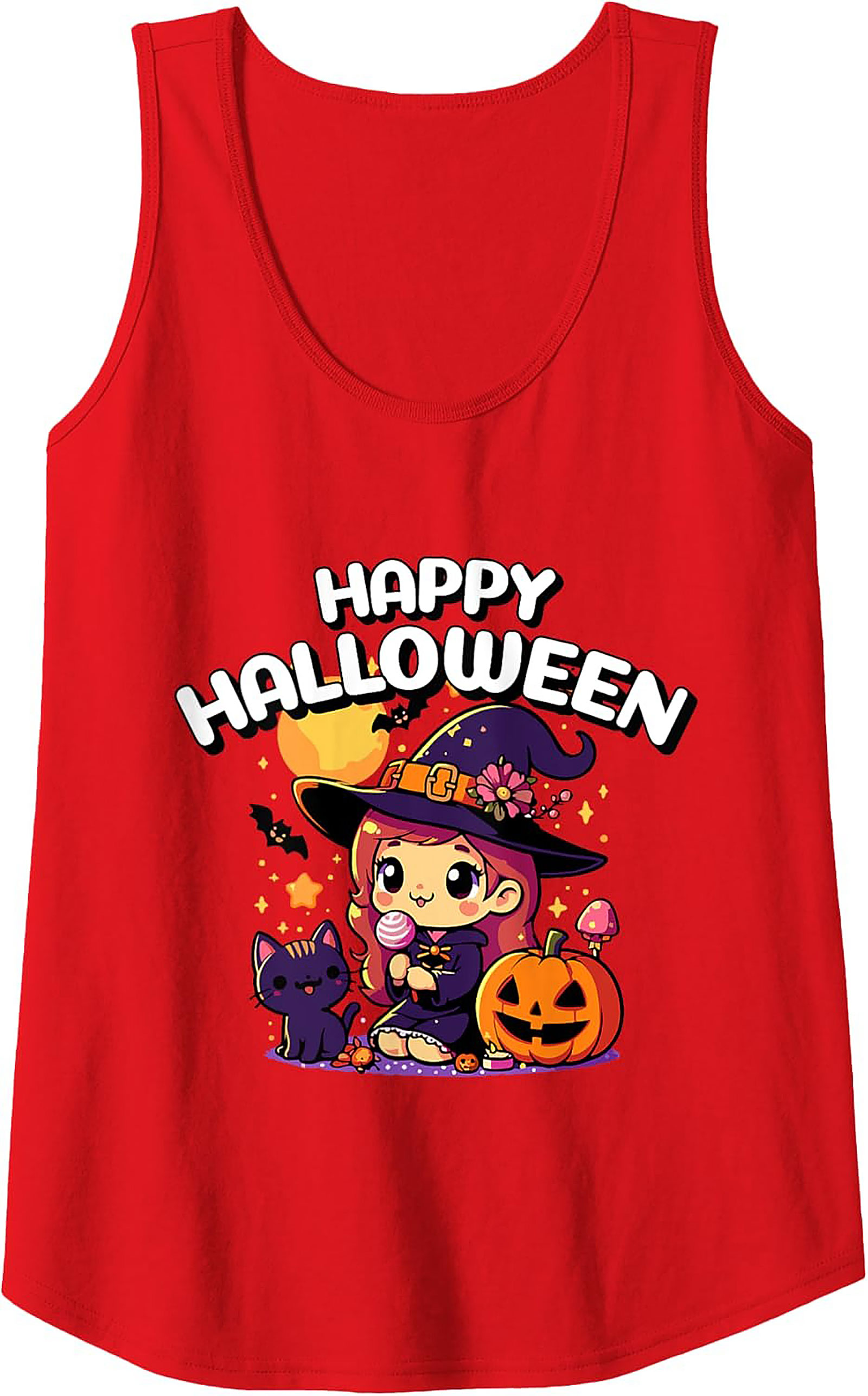 Kawaii Witch Graphic Tank | Cute Halloween Sleeveless Shirt