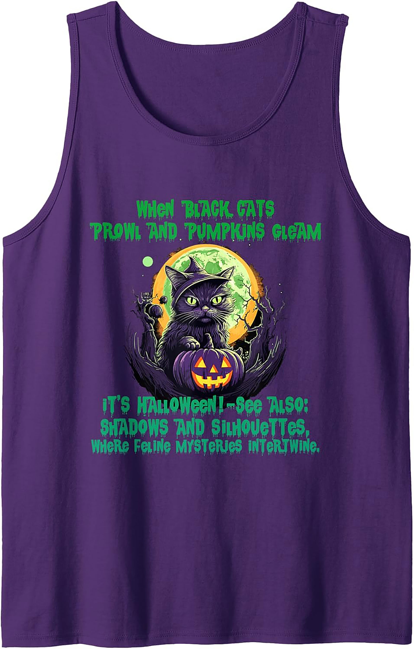 Halloween Black Cat Tank Top | Spooky Witch Sleeveless Tee