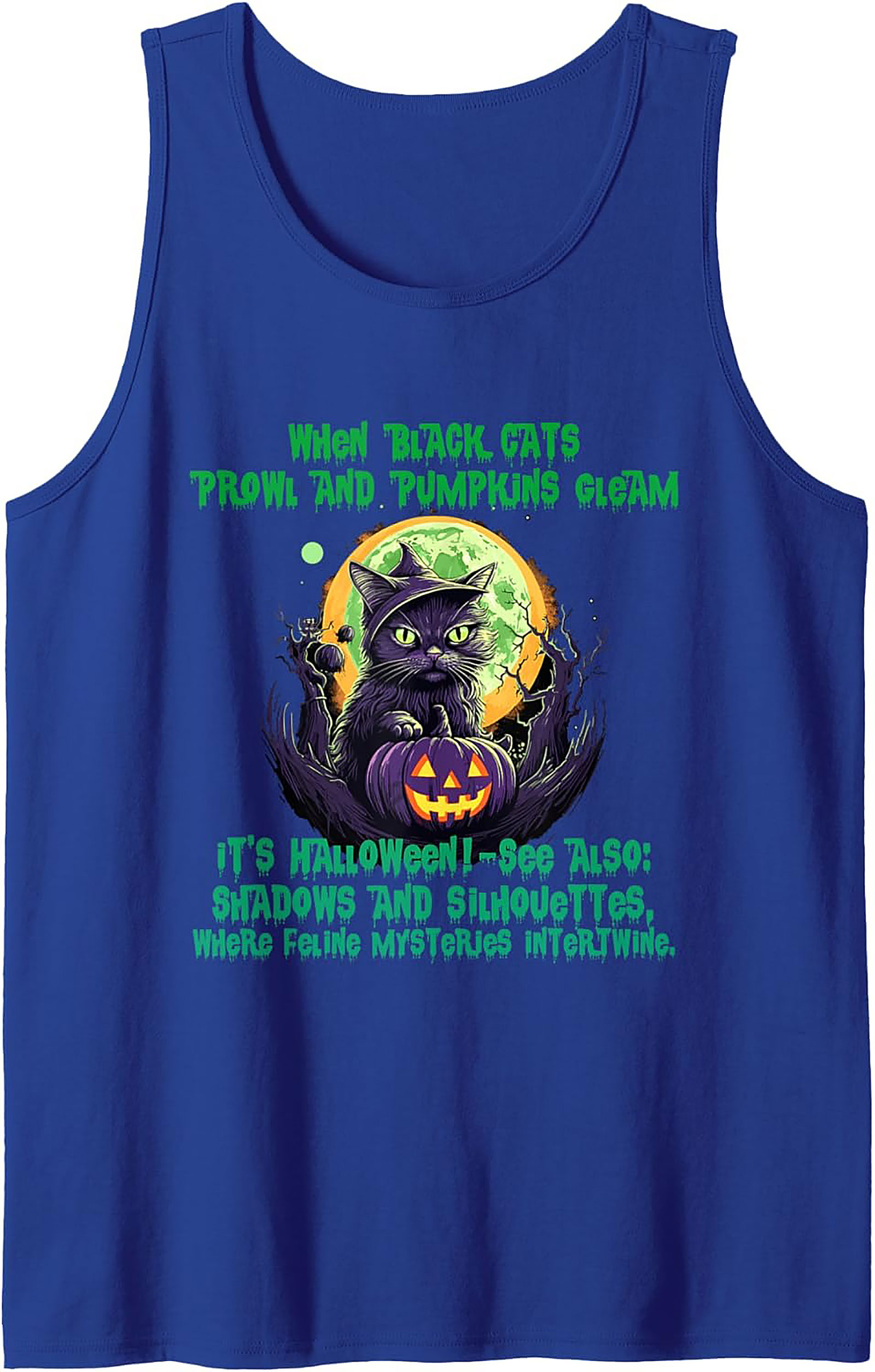 Halloween Black Cat Tank Top | Spooky Witch Sleeveless Tee