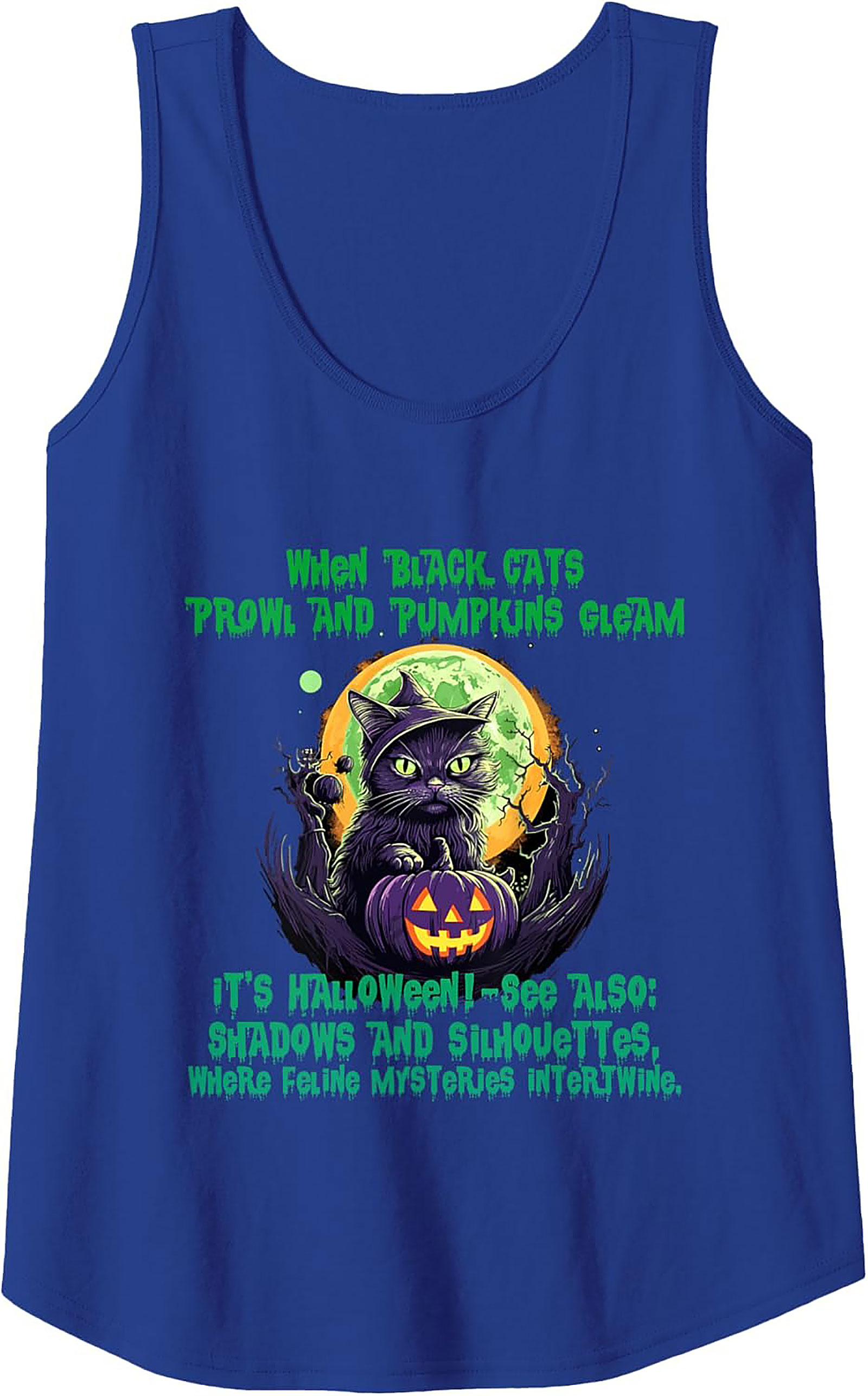 Halloween Black Cat Tank Top | Spooky Witch Sleeveless Tee