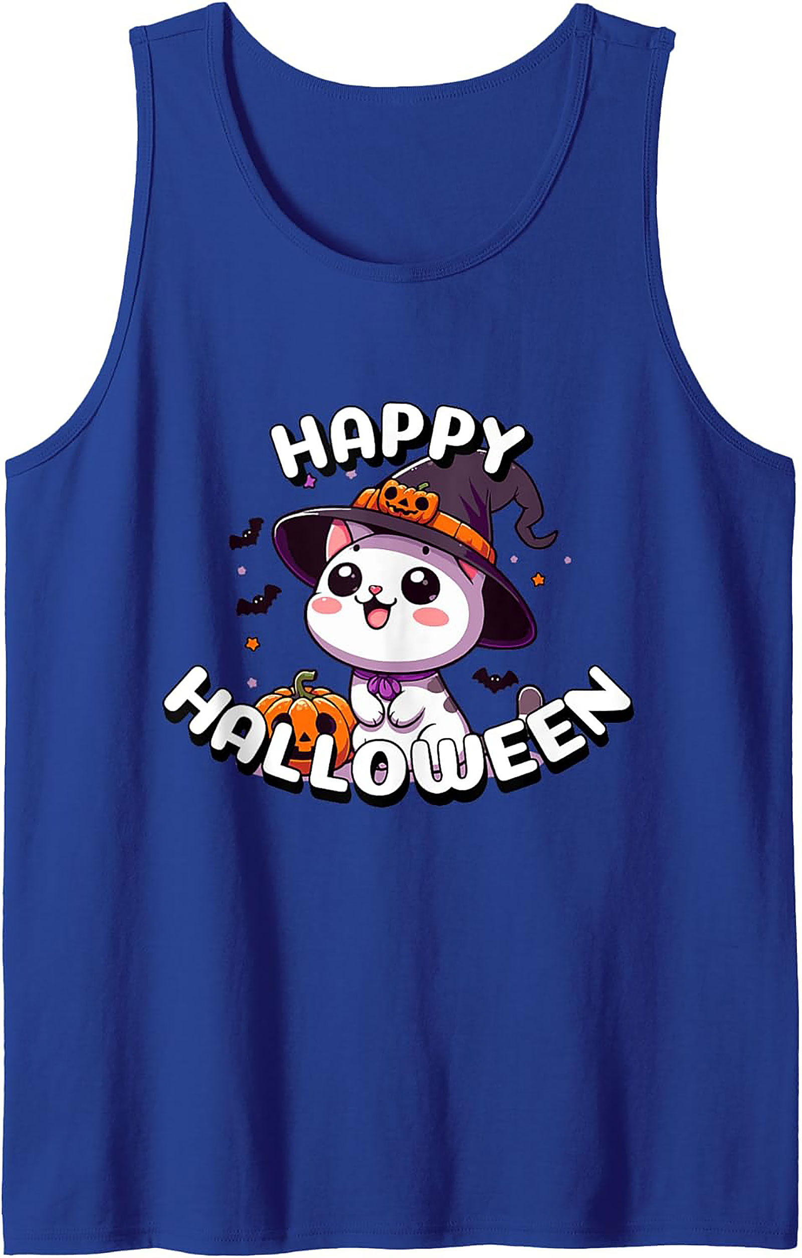 Cute Halloween Cat Tank Top | Kawaii Witch Graphic