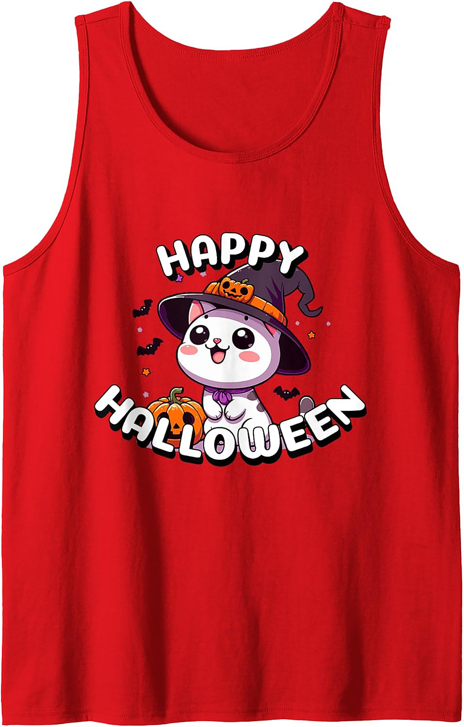 Cute Halloween Cat Tank Top | Kawaii Witch Graphic