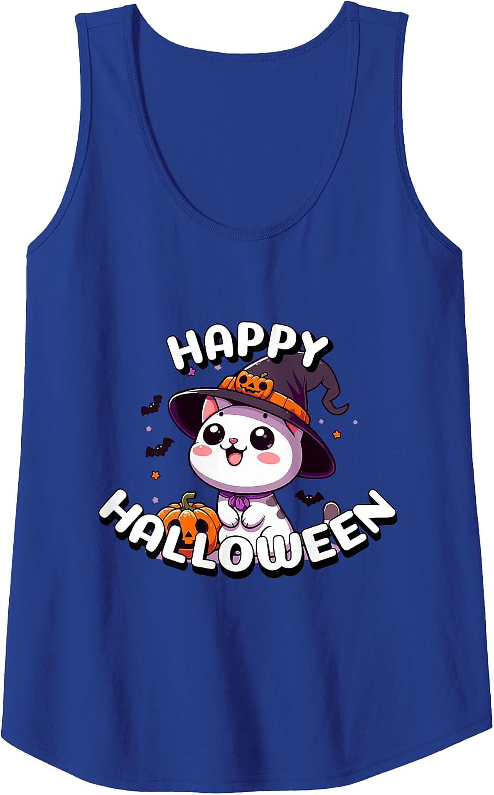 Cute Halloween Cat Tank Top | Kawaii Witch Graphic