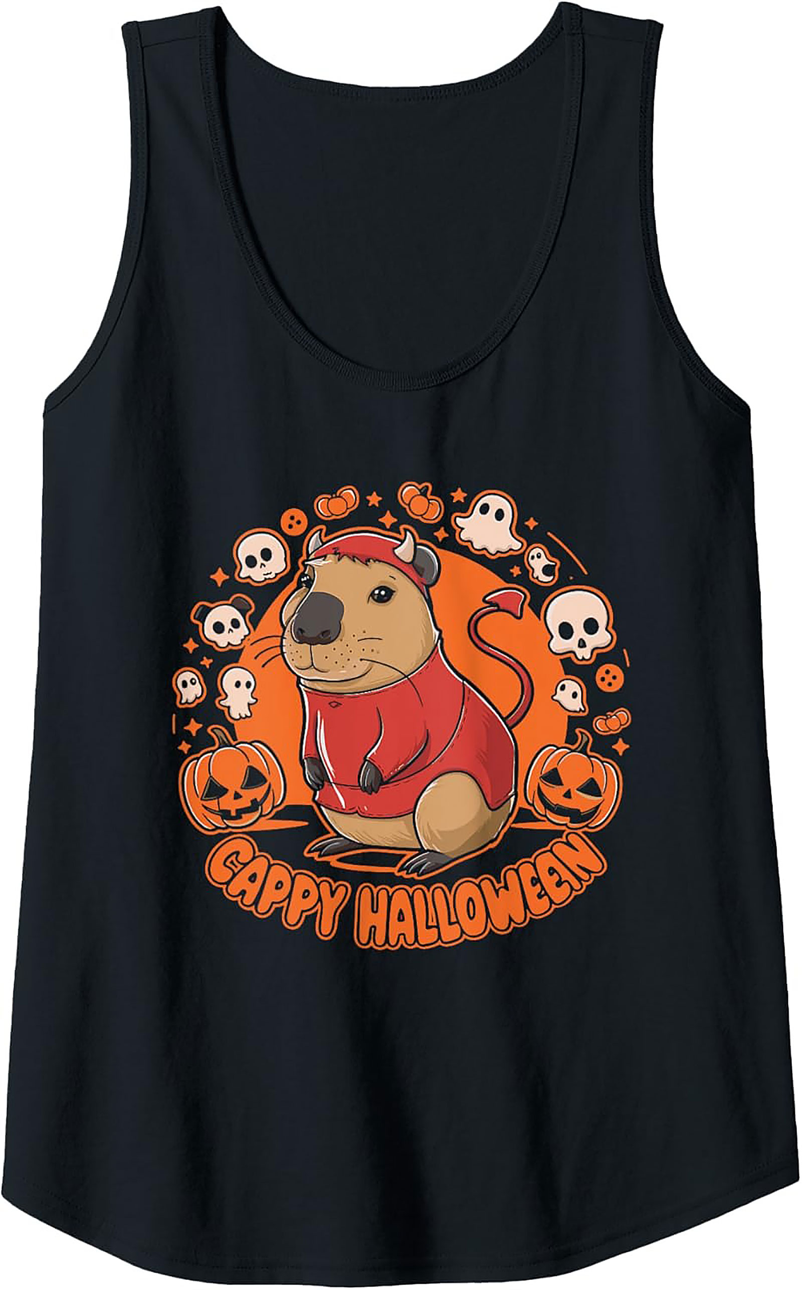Devil Capybara Halloween Tank Top | Funny Sleeveless Tee